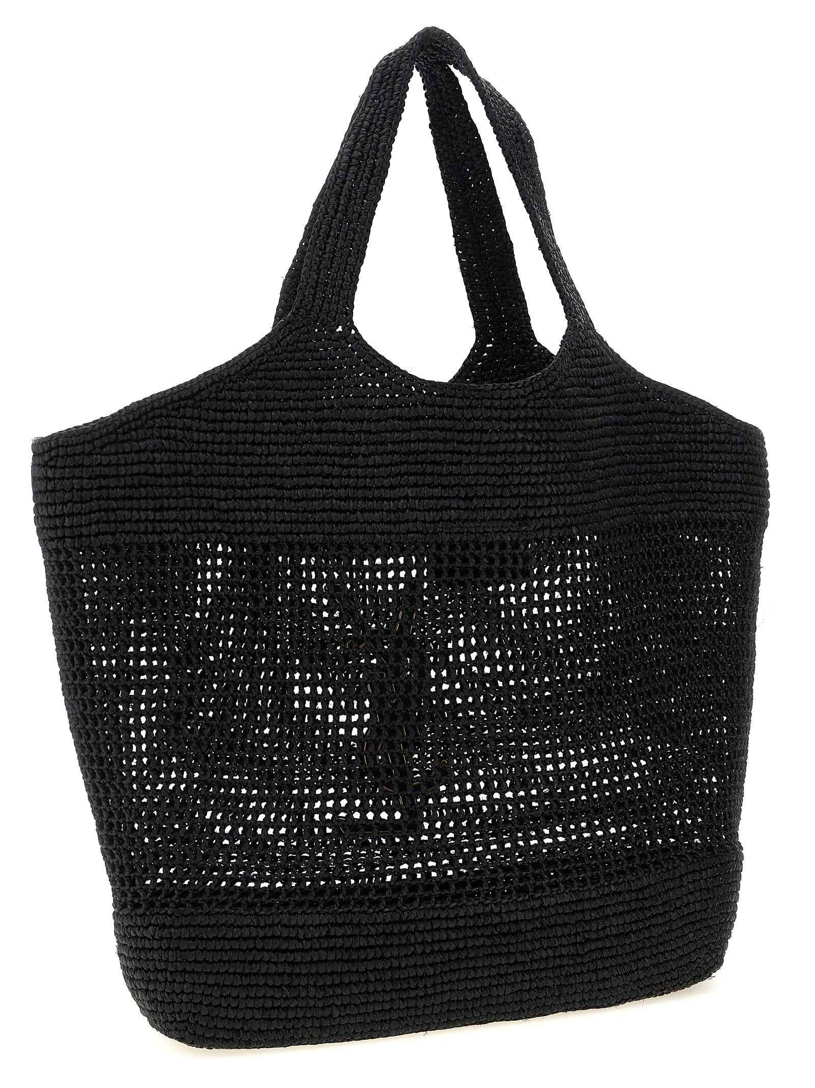 Saint Laurent Black Raffia Tote Bag