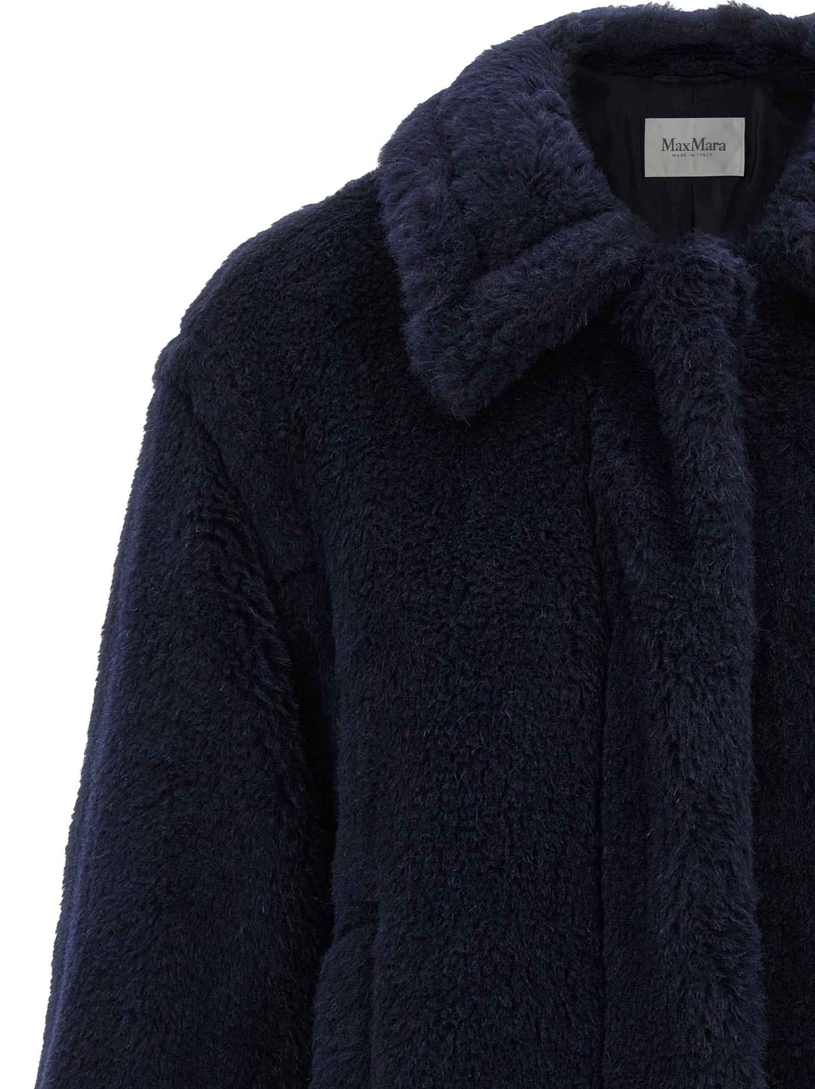 Max Mara Blue Alpaca Leather Coat