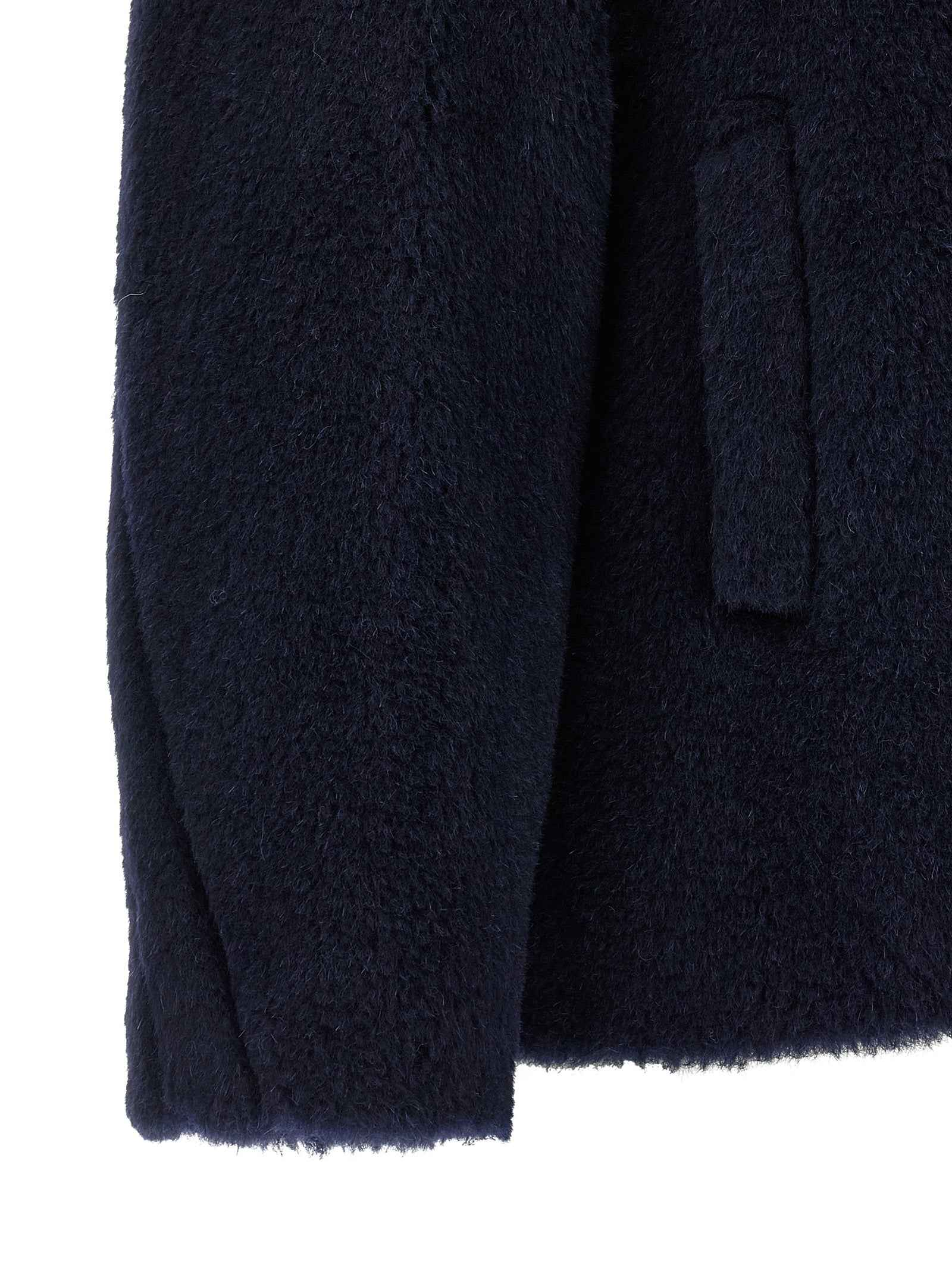 Max Mara Blue Alpaca Leather Coat