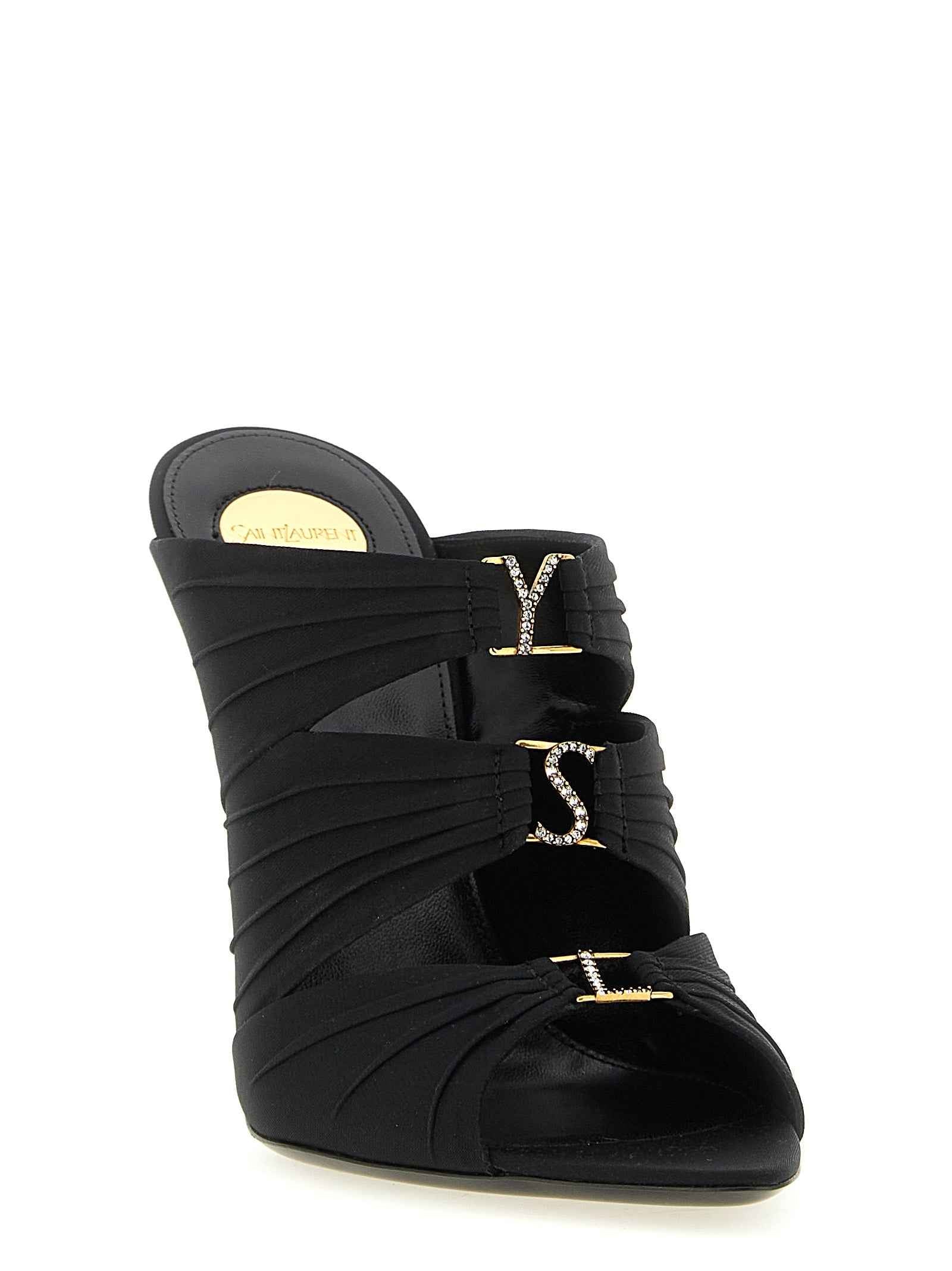 Saint Laurent Black Viscose Stiletto Heel Sandals