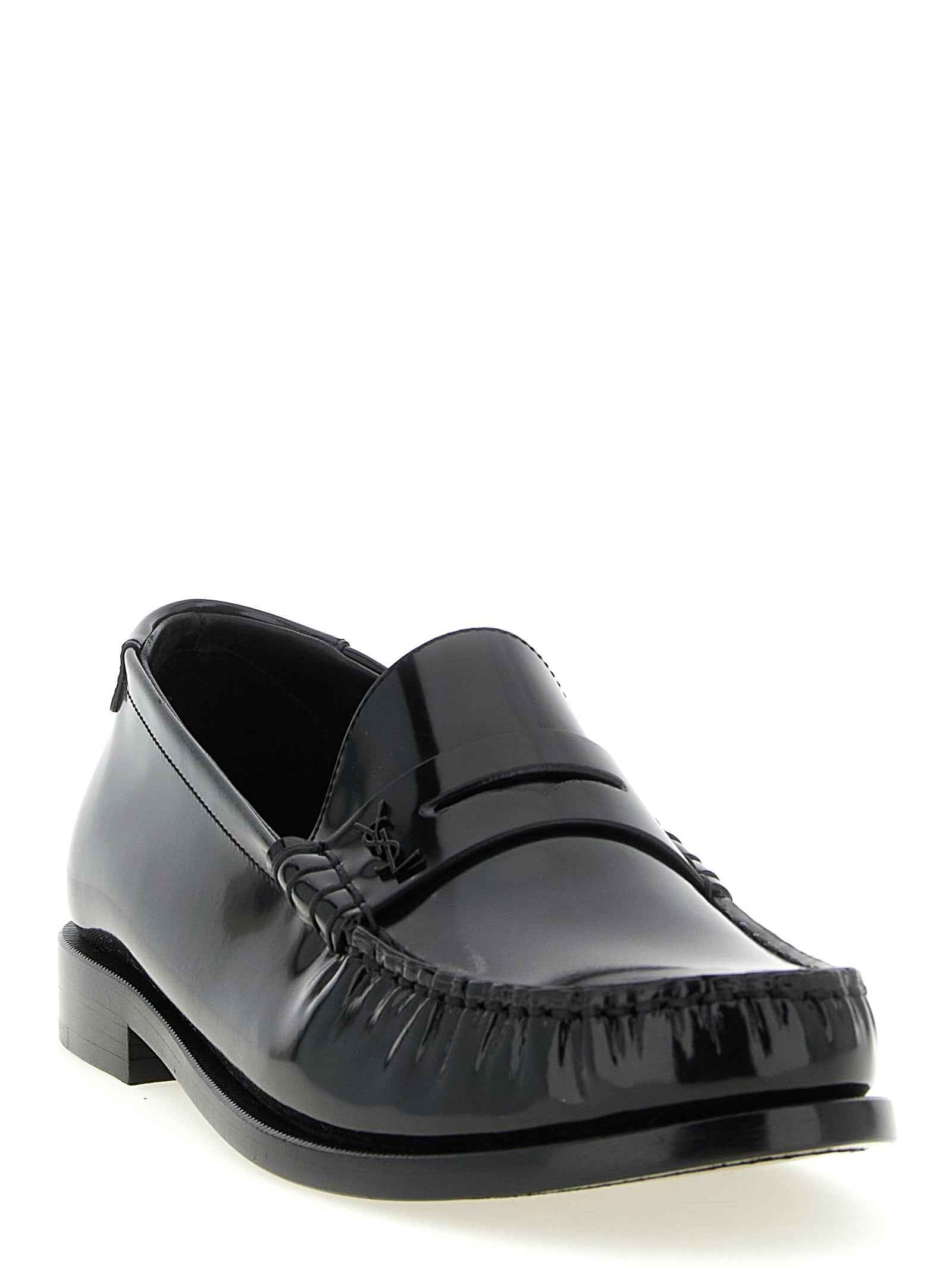 Saint Laurent Black Calfskin Slip-On Loafers