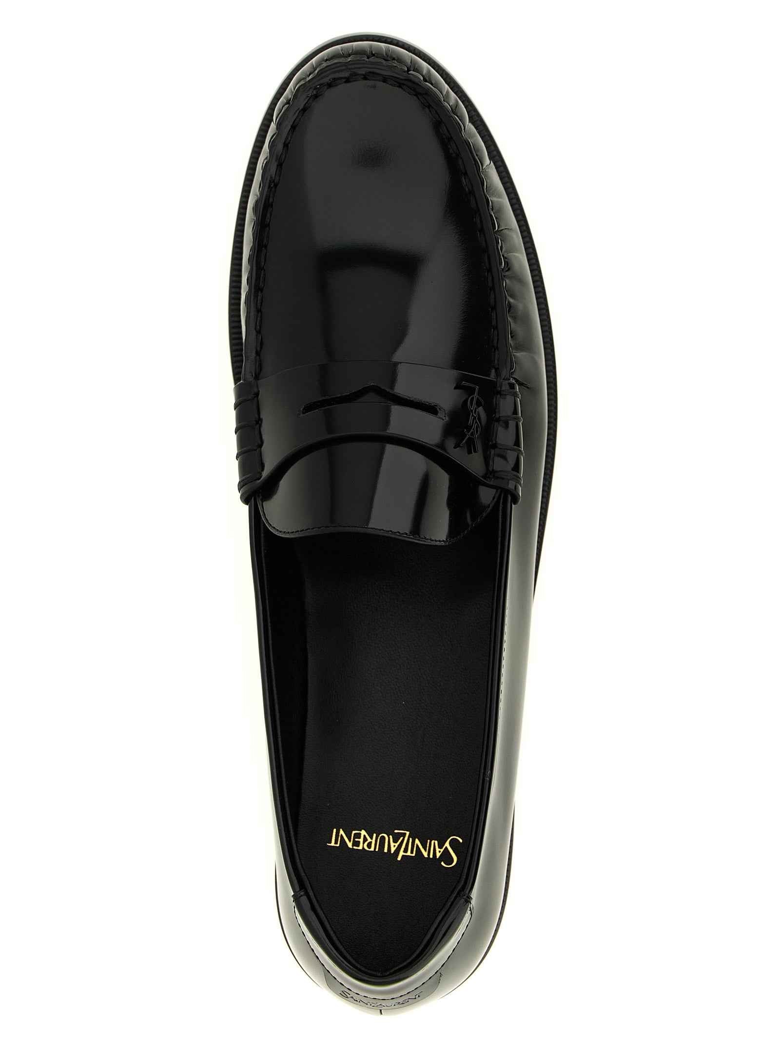 Saint Laurent Black Calfskin Slip-On Loafers