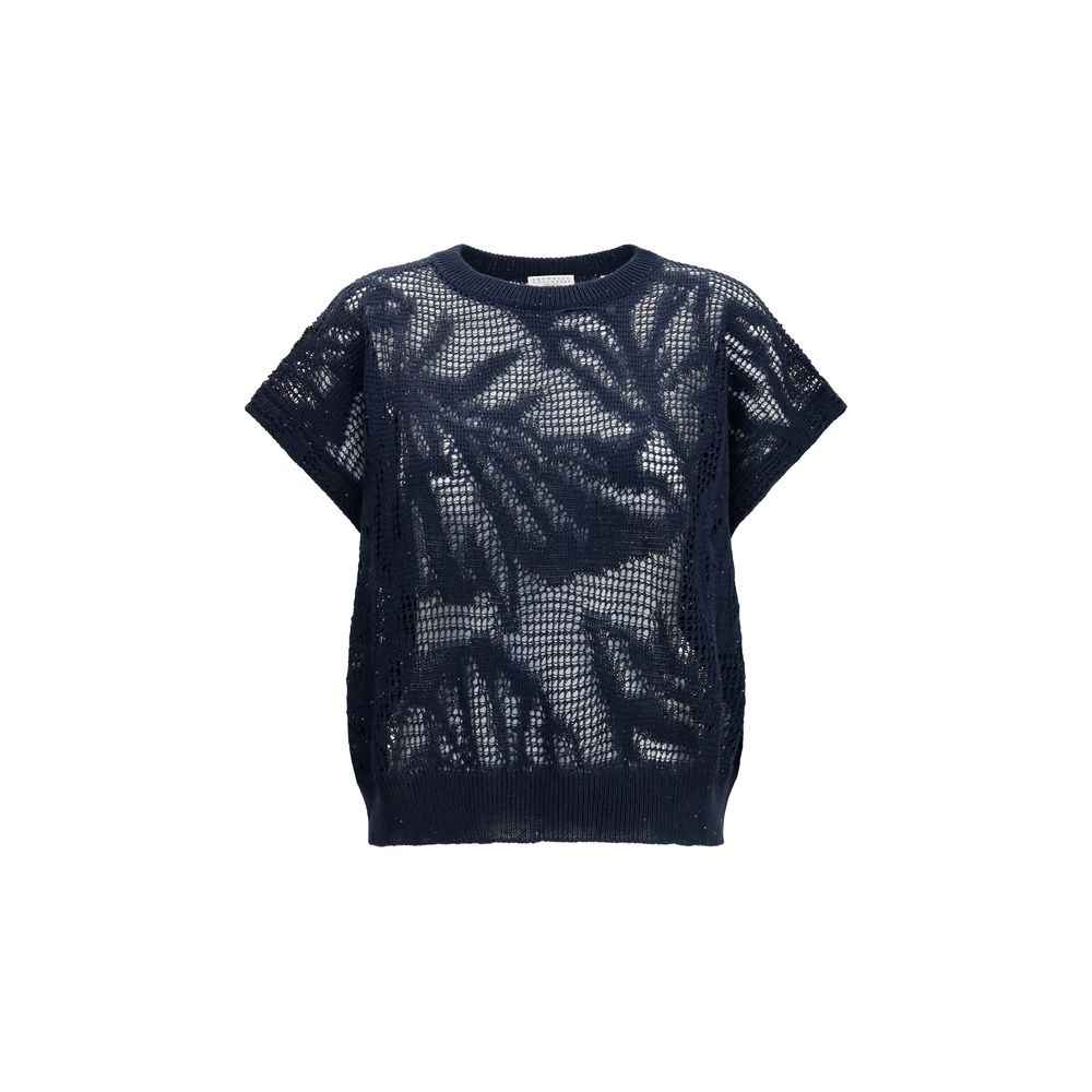 Brunello Cucinelli Blue Linen T-Shirt