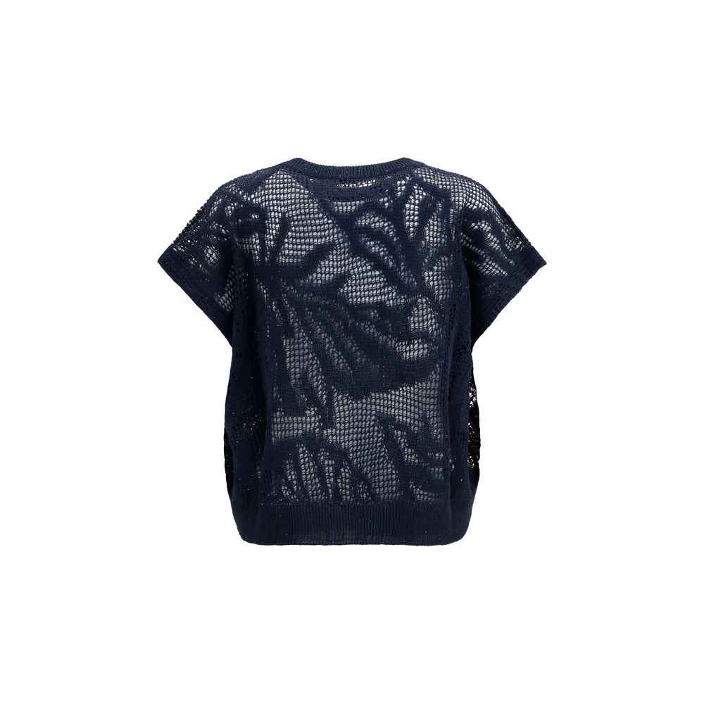 Brunello Cucinelli Blue Linen T-Shirt