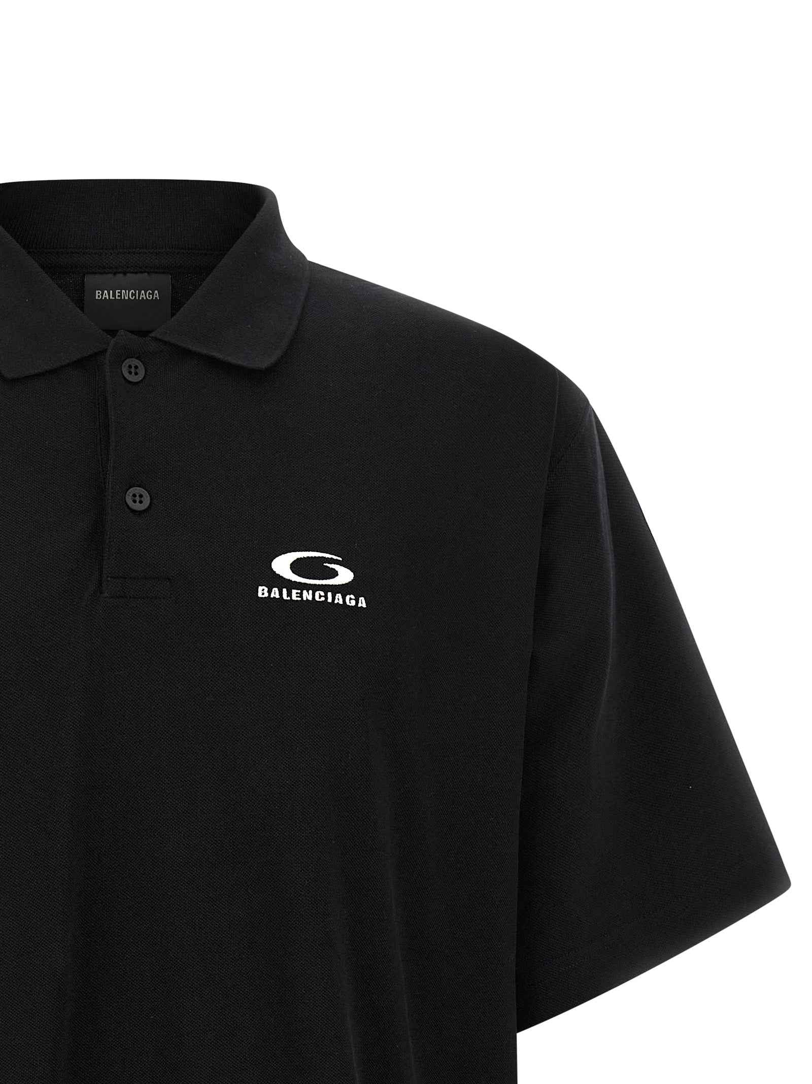 Balenciaga Black Cotton Polo Shirt