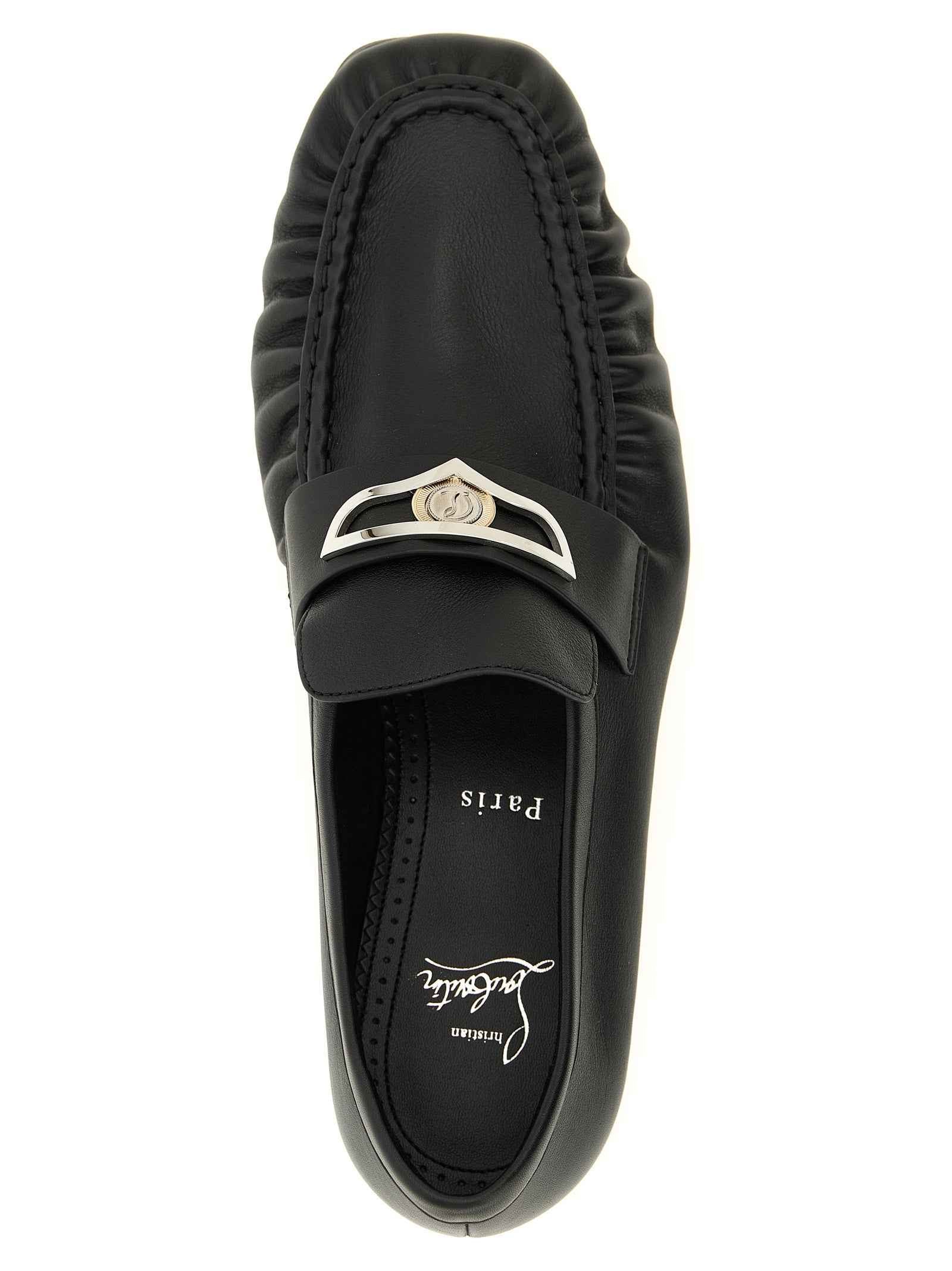 Christian Louboutin Black Calfskin Slip-On Loafers