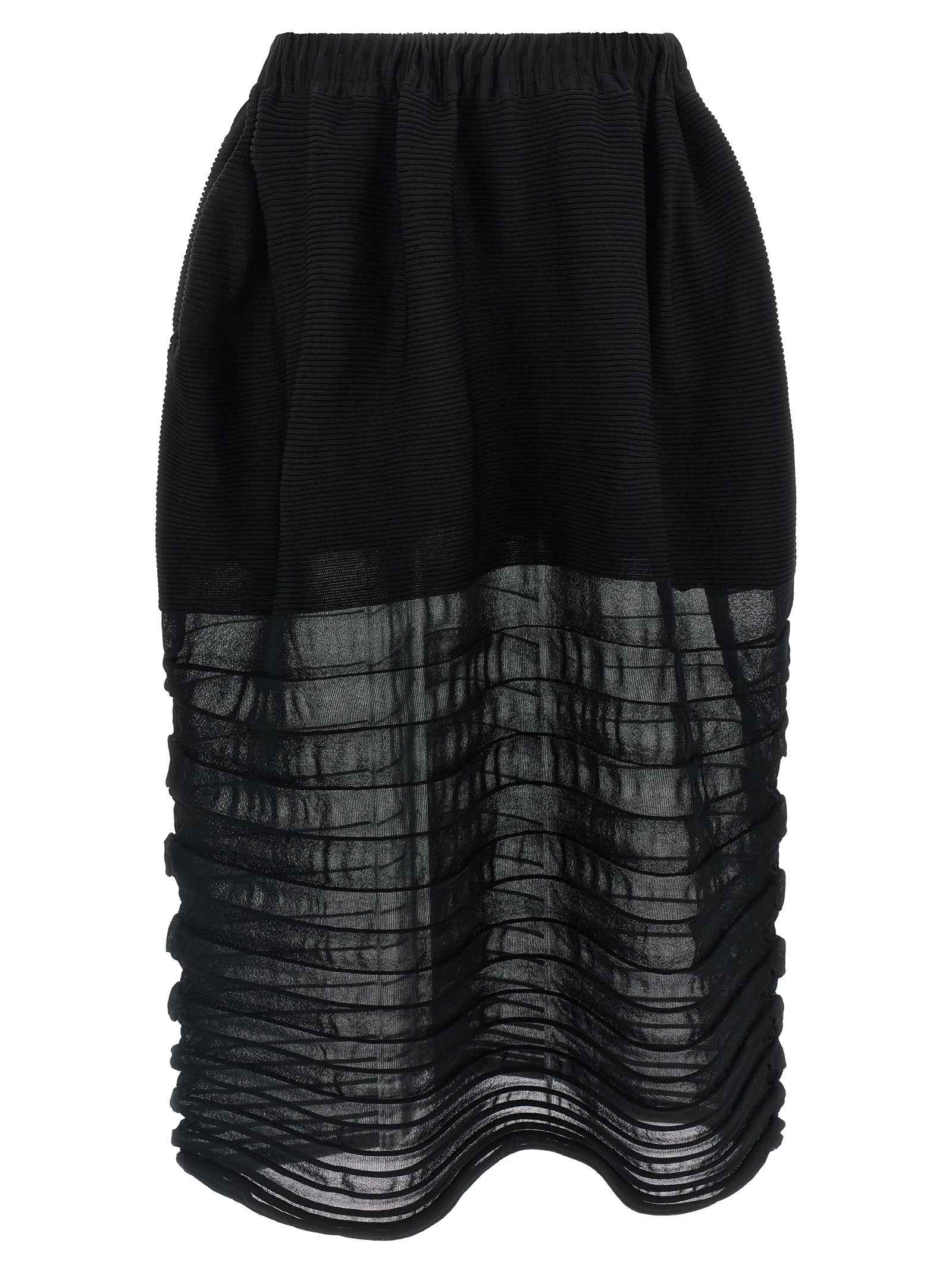 Issey Miyake Black Polyester Midi Skirt