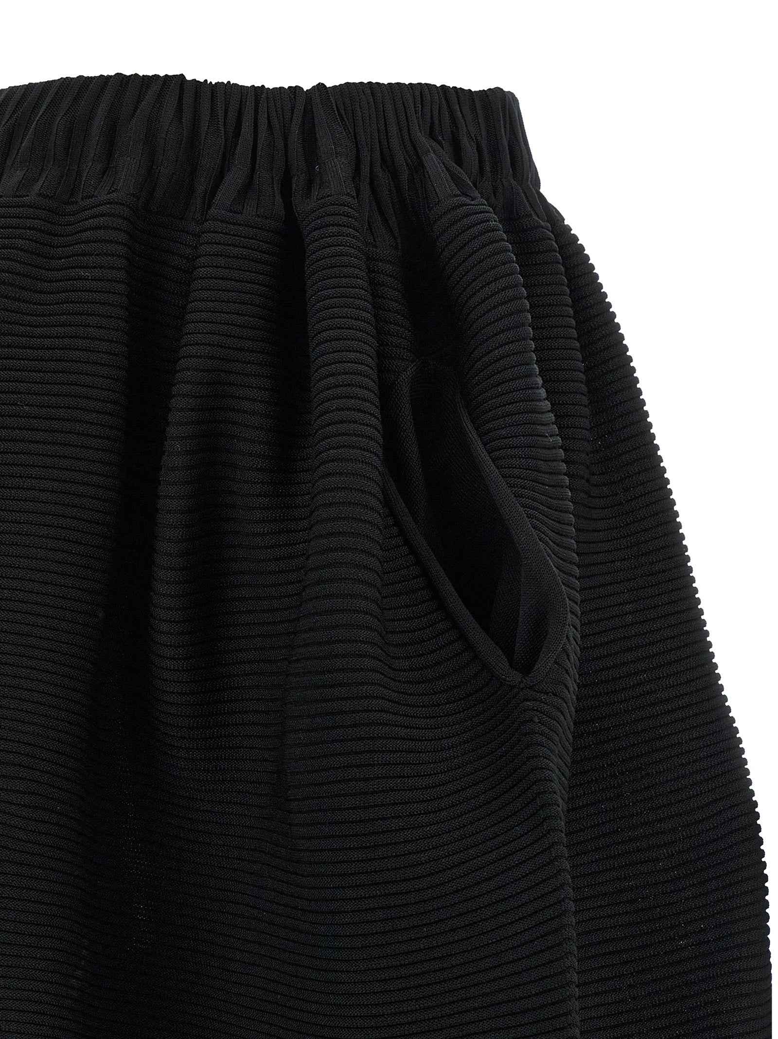 Issey Miyake Black Polyester Midi Skirt