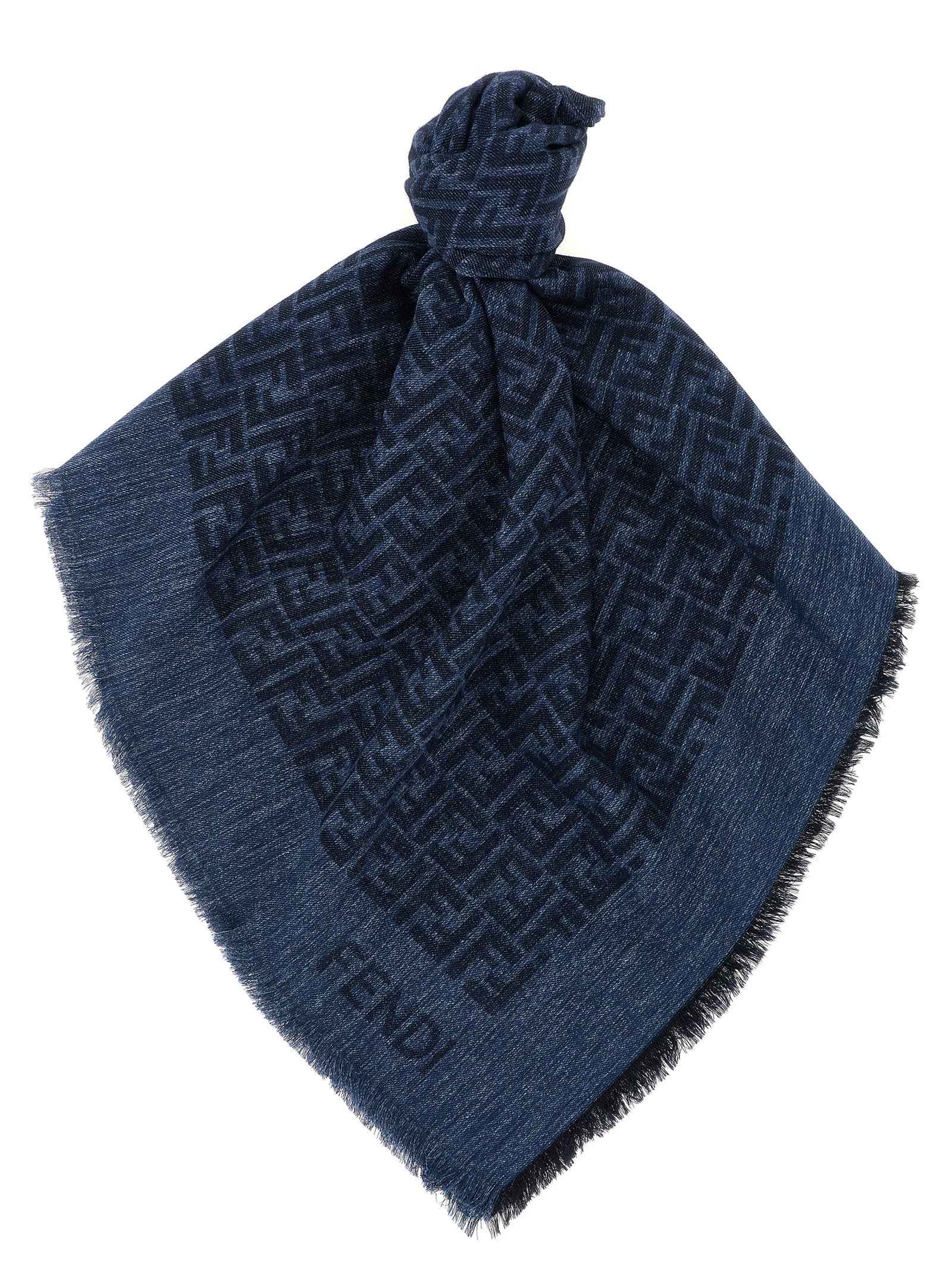 Fendi Blue Cotton Scarf