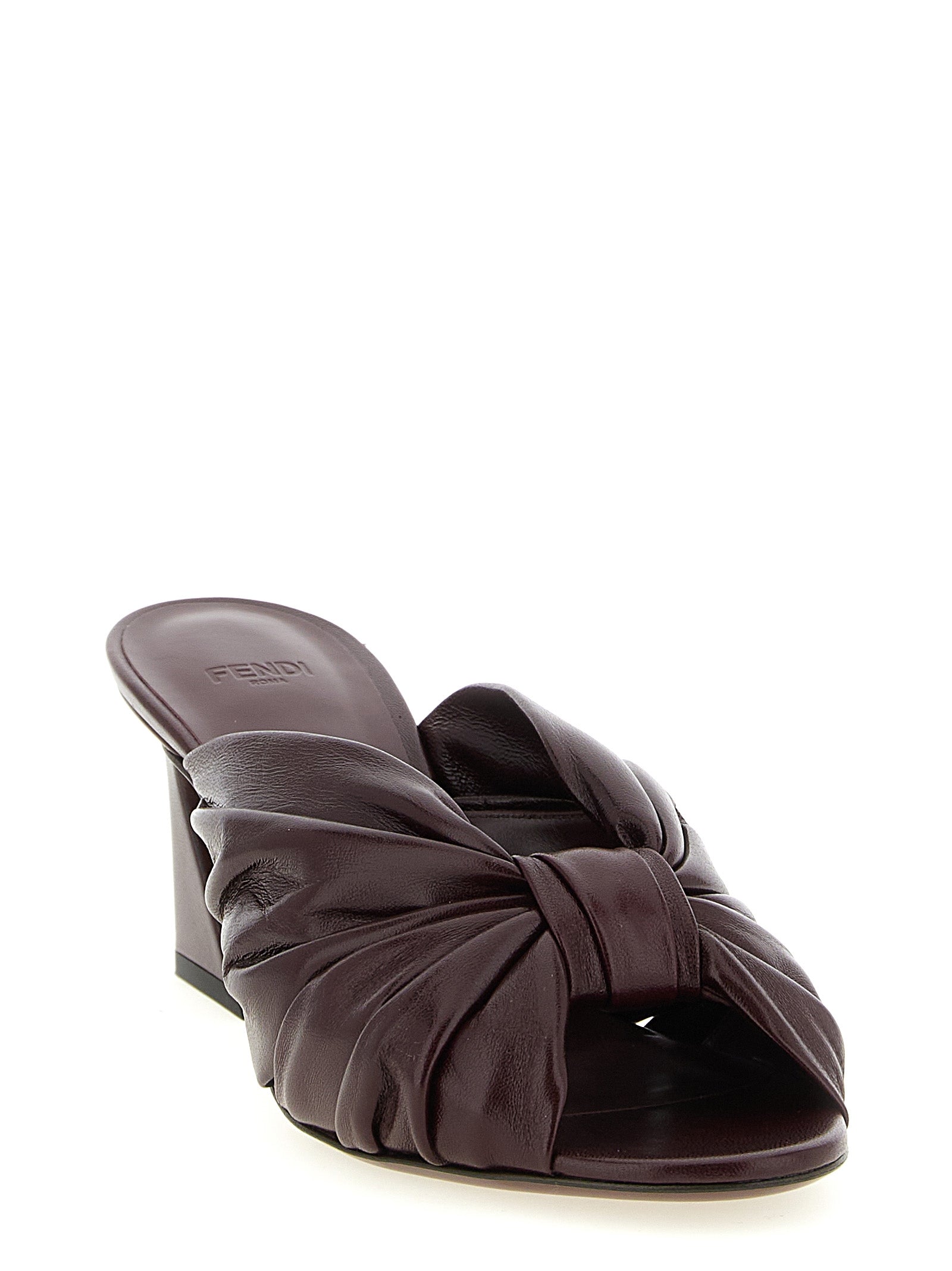 Fendi Bordeaux Lamb Leather Platform Sandals