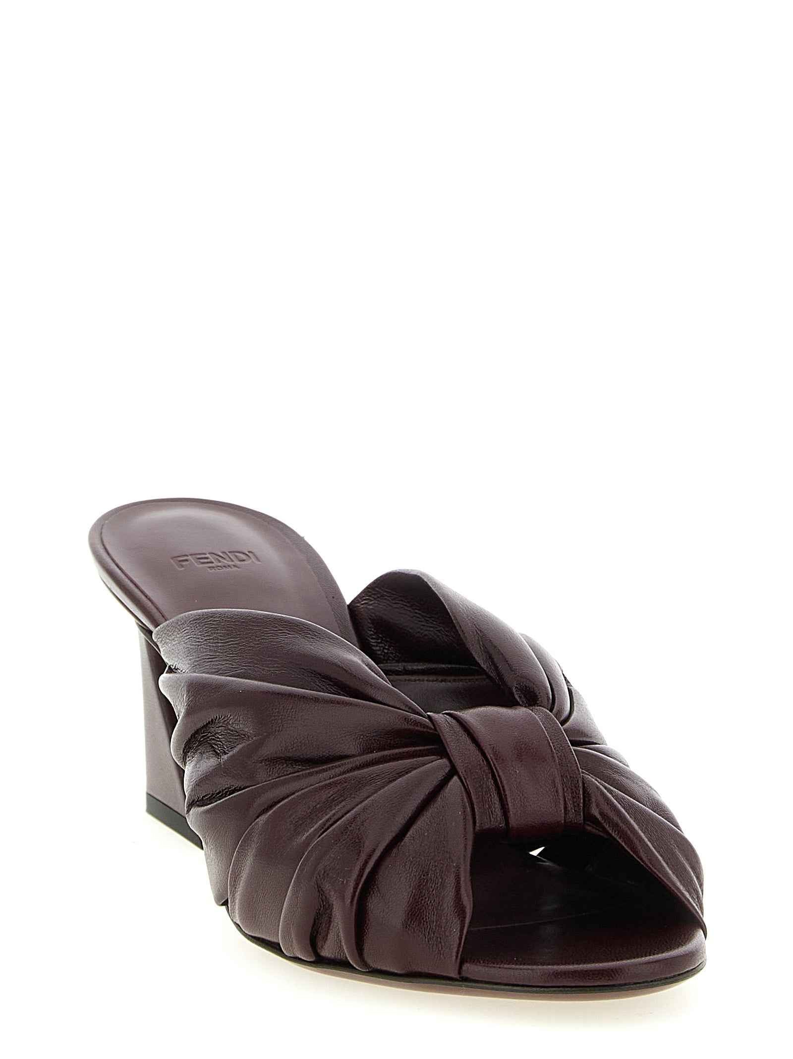 Fendi Bordeaux Lamb Leather Platform Sandals