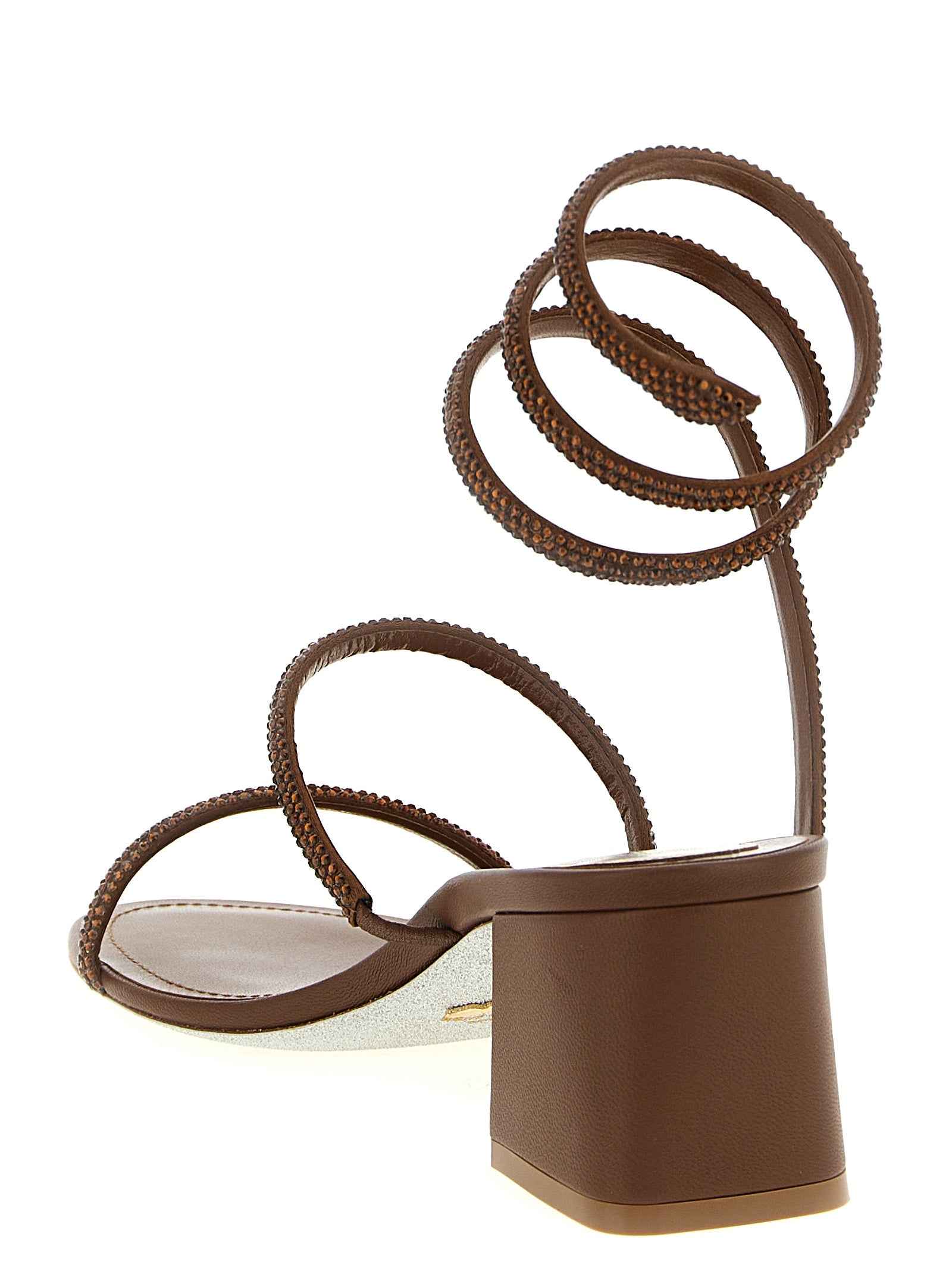 RENE CAOVILLA Brown Viscose Strap-On Sandals
