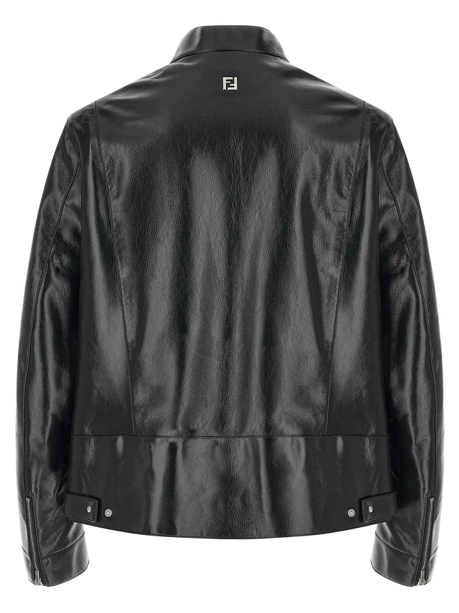 Fendi Blue Lamb Leather Leather Jacket