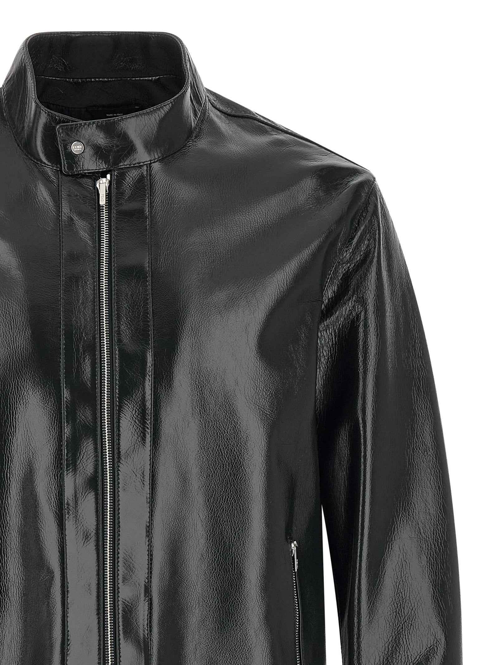 Fendi Blue Lamb Leather Leather Jacket
