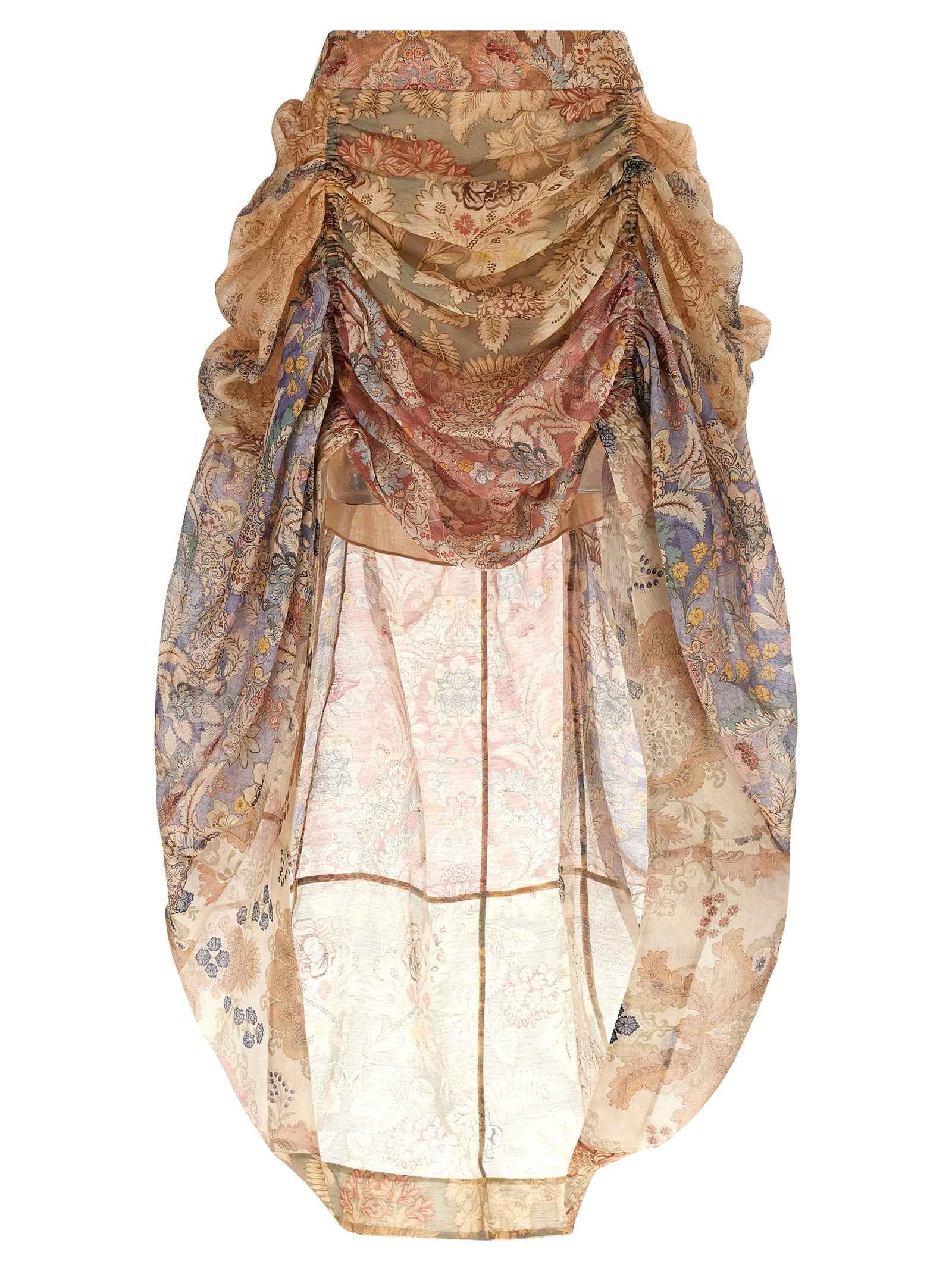 Zimmermann Multicolor Linen Midi Skirt