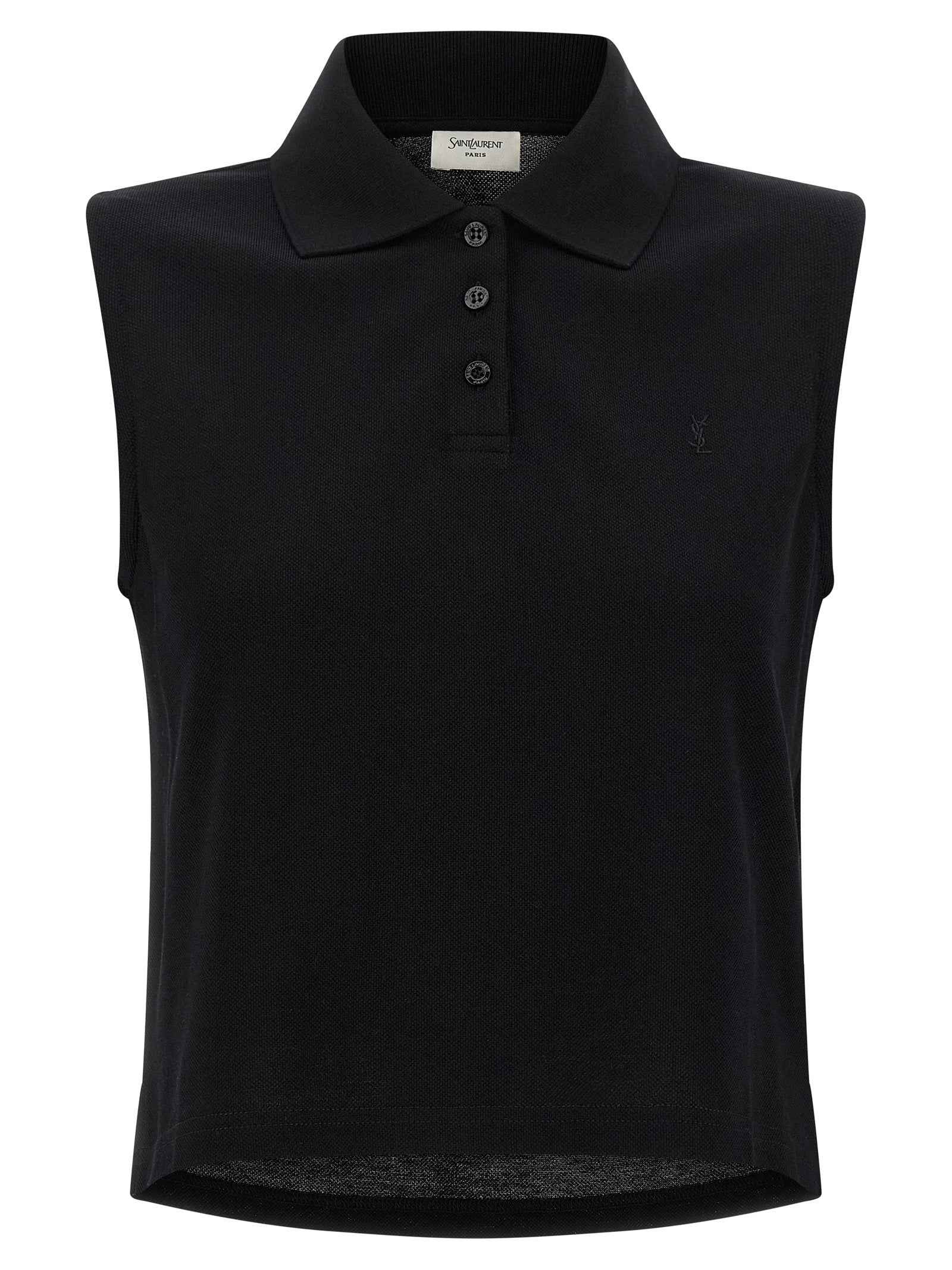 Saint Laurent Black Cotton Polo Shirt