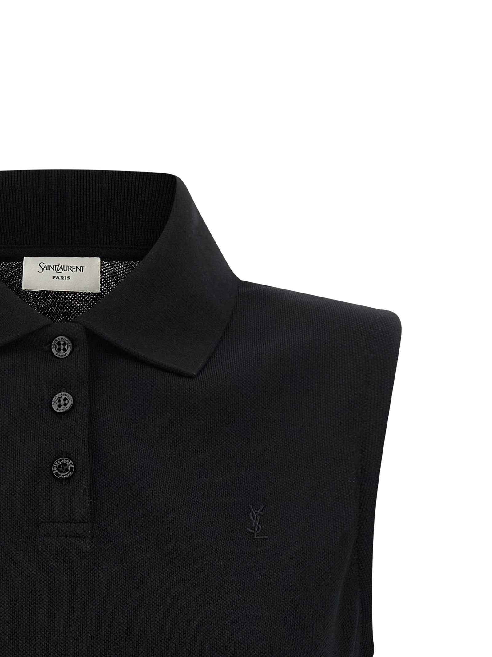 Saint Laurent Black Cotton Polo Shirt