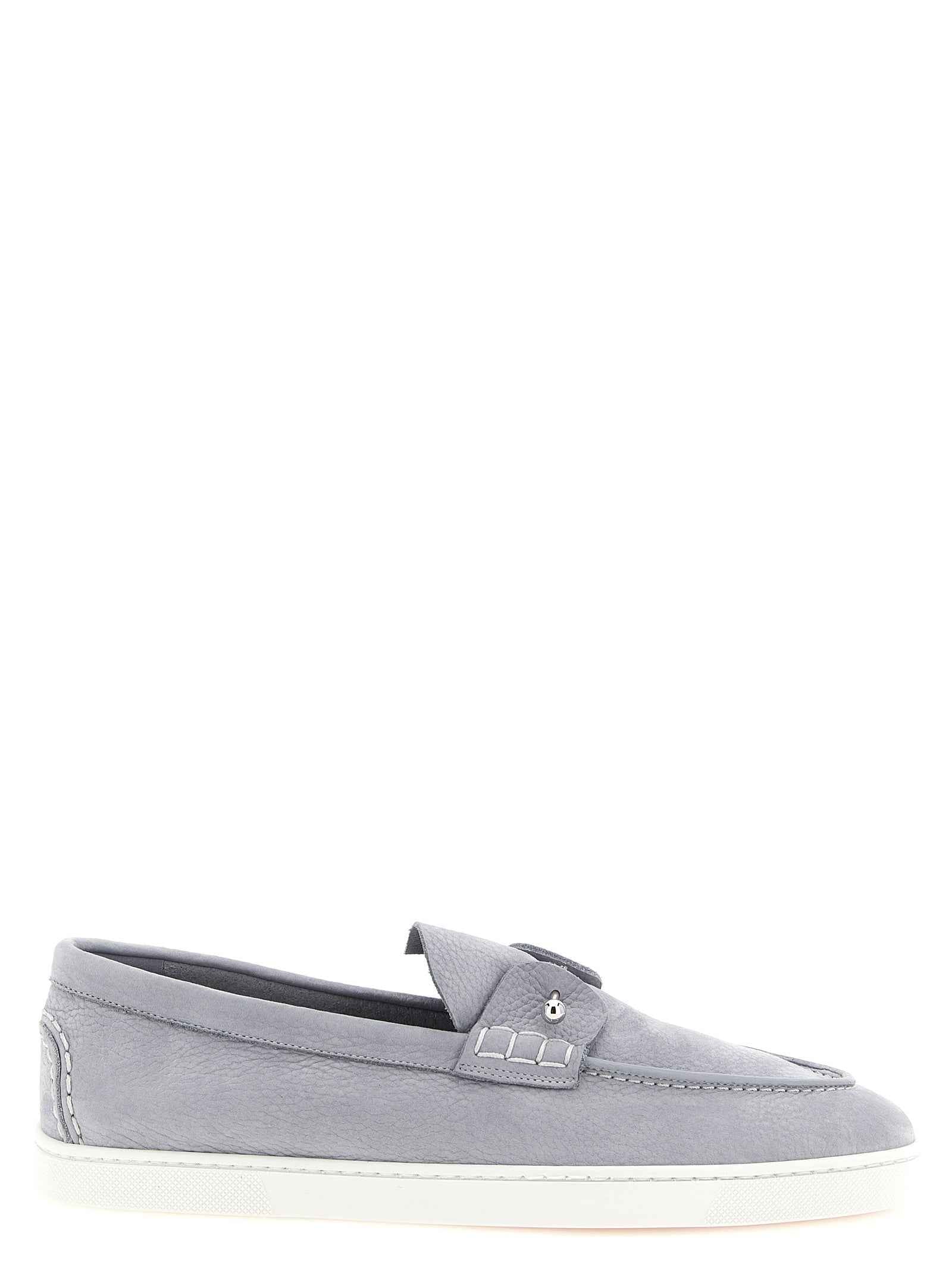 Christian Louboutin Gray Calfskin Slip-On Loafers