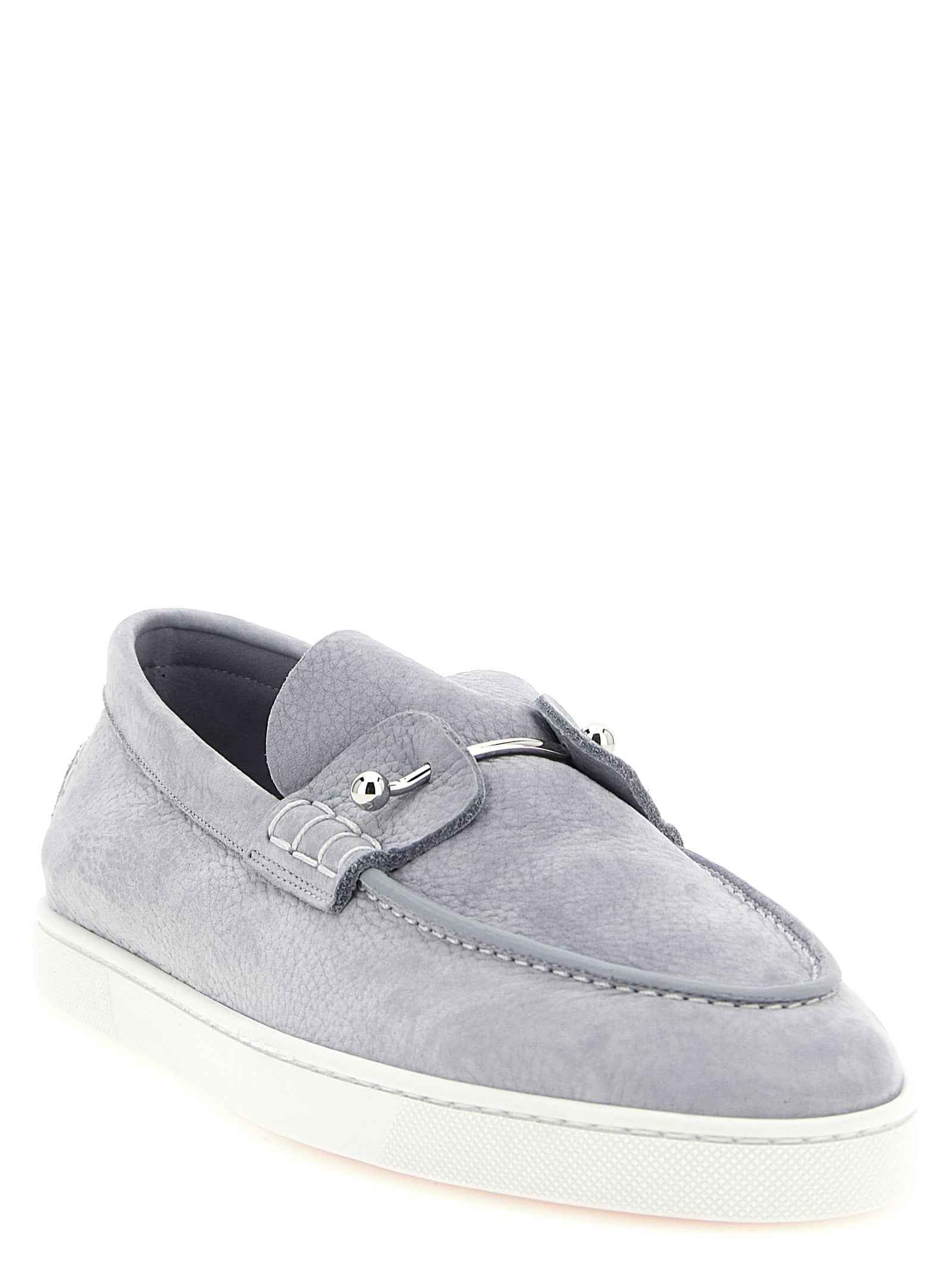 Christian Louboutin Gray Calfskin Slip-On Loafers