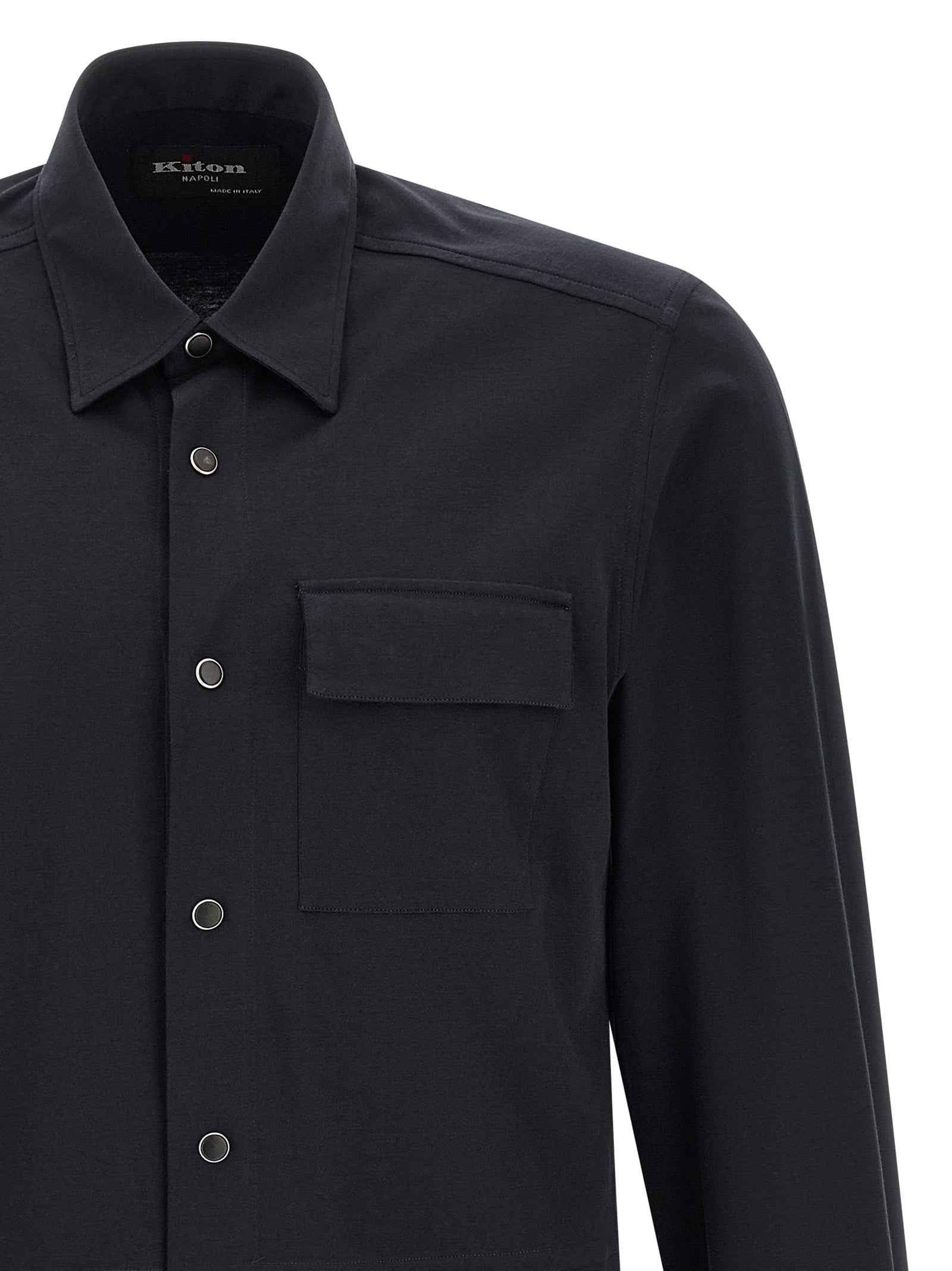 Kiton Blue Cotton Blouse