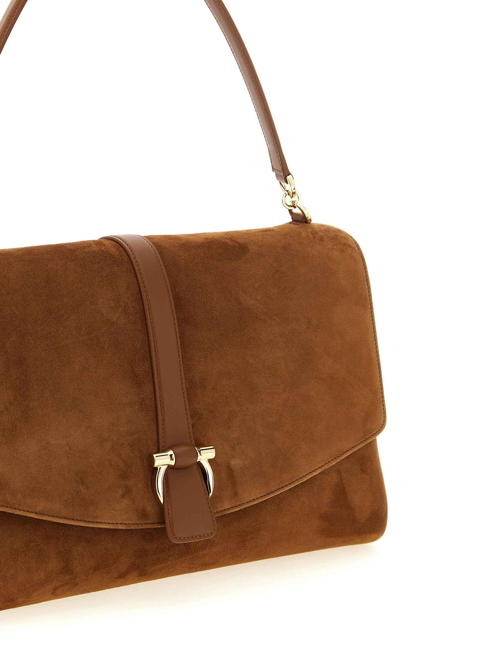 Ferragamo Brown Goatskin Shoulder Bag
