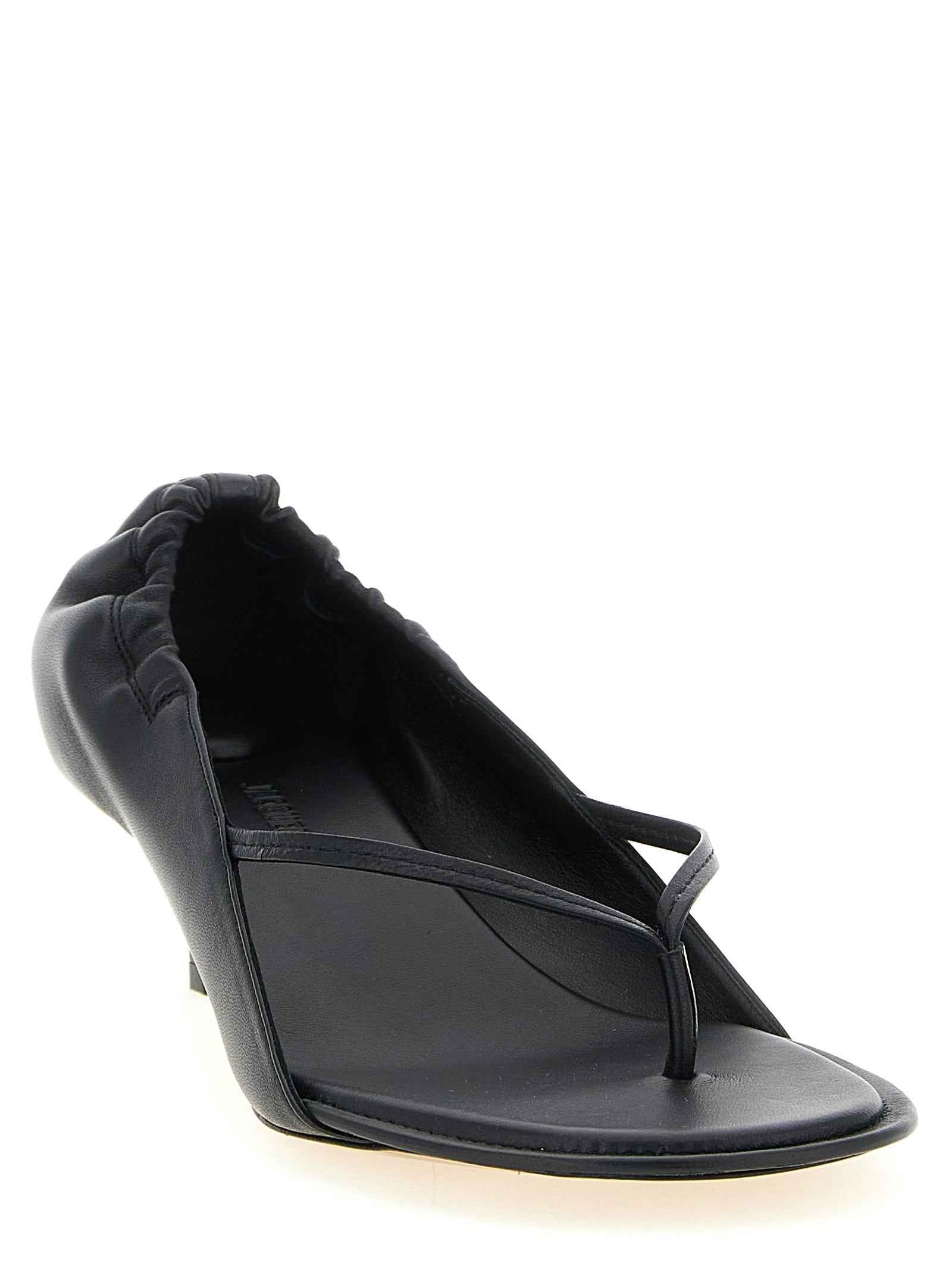 Jacquemus Black Lamb Leather Flat Sandals