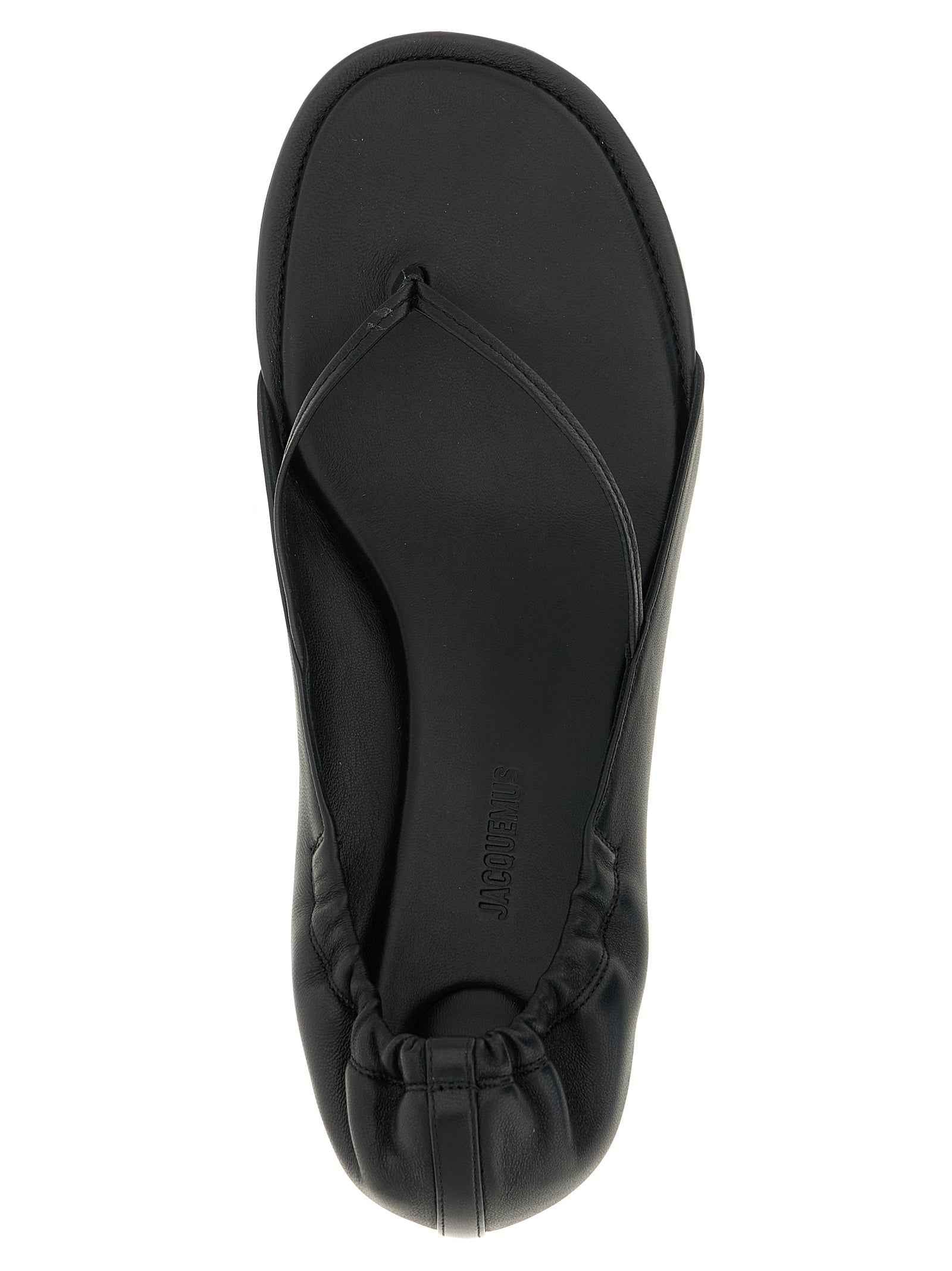 Jacquemus Black Lamb Leather Flat Sandals