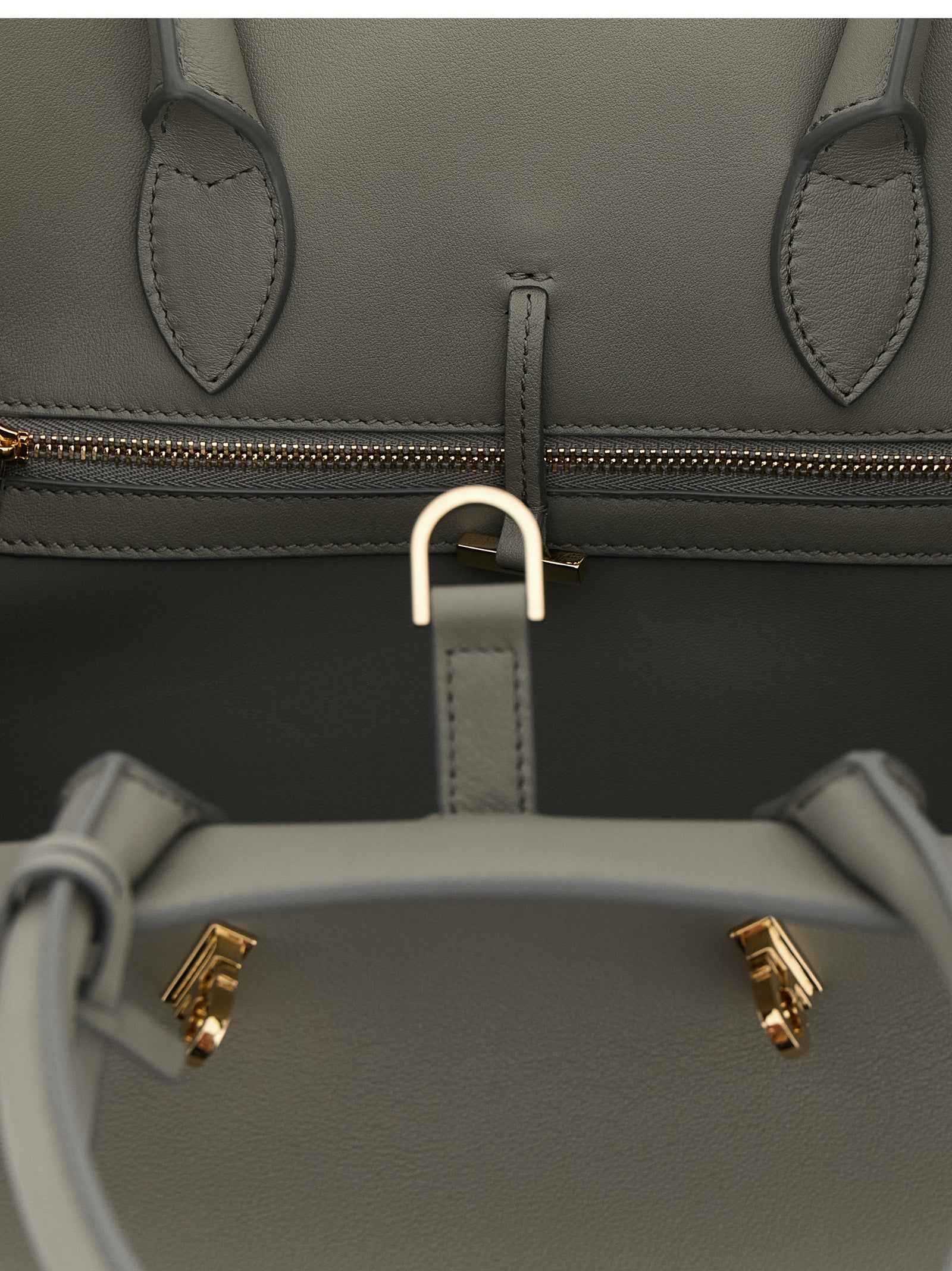 Ferragamo Gray Calfskin Handbag