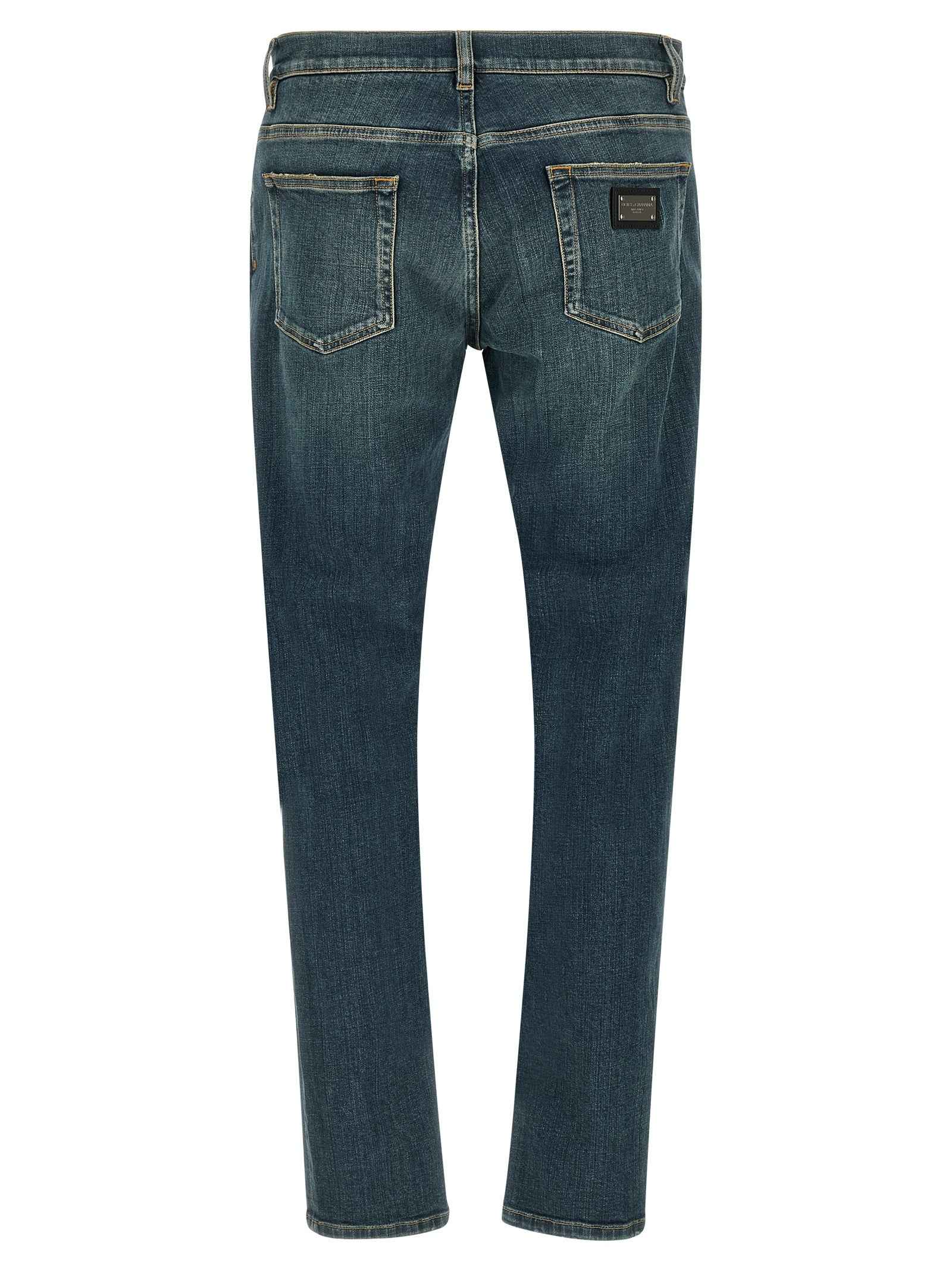 Dolce & Gabbana Blue Cotton Slim Fit Jeans