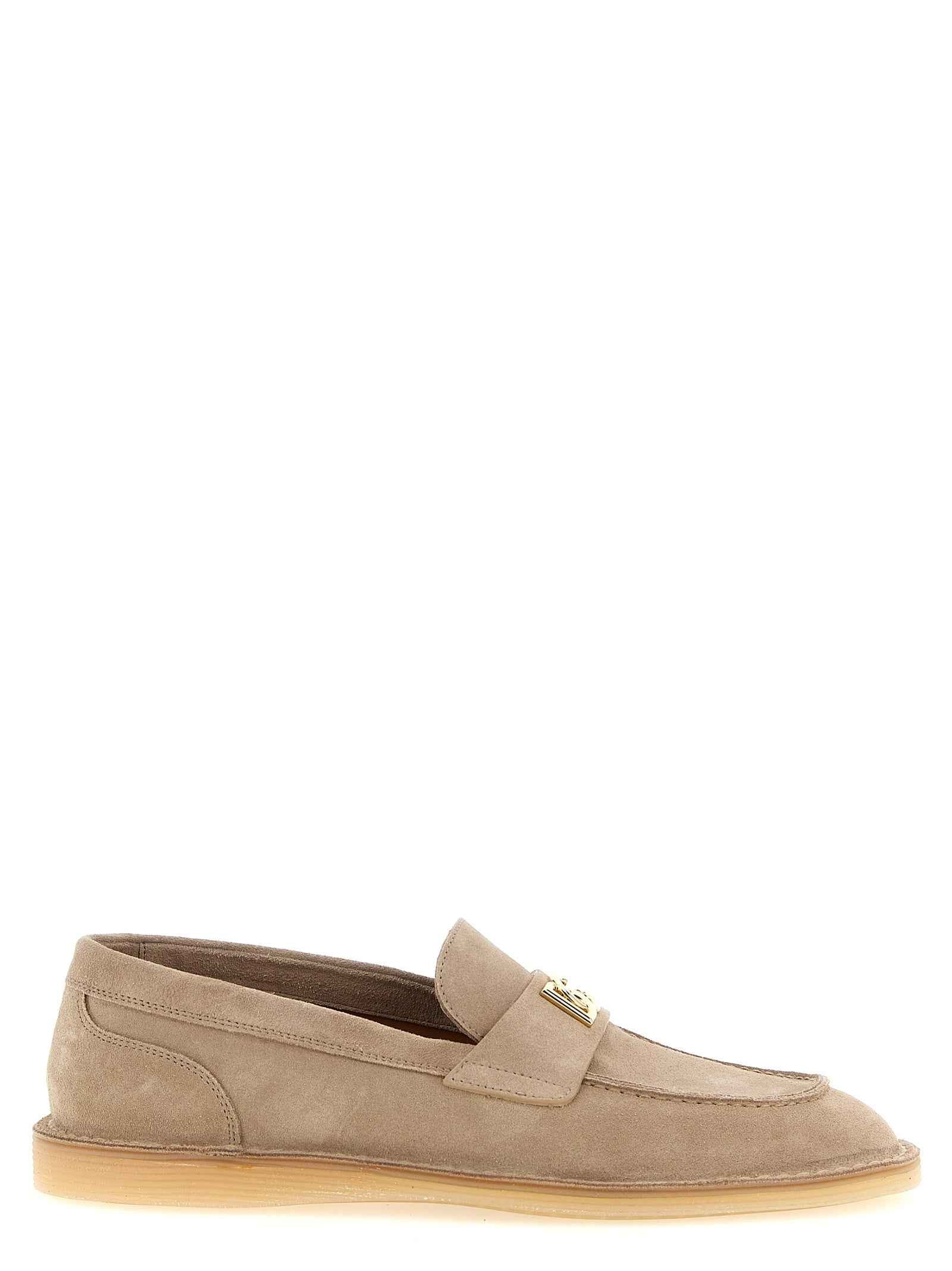 Dolce & Gabbana Beige Calfskin Slip-On Loafers