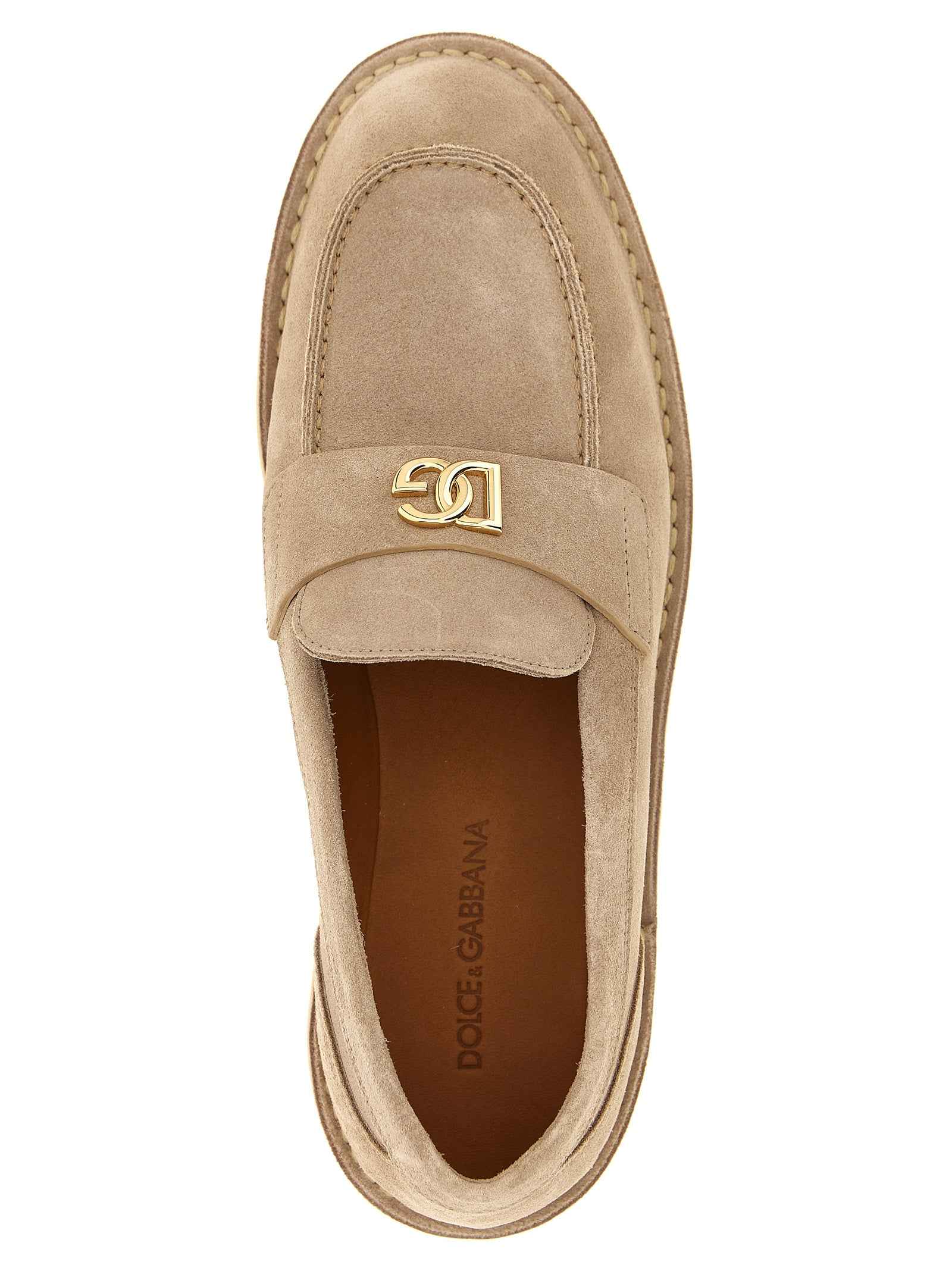 Dolce & Gabbana Beige Calfskin Slip-On Loafers