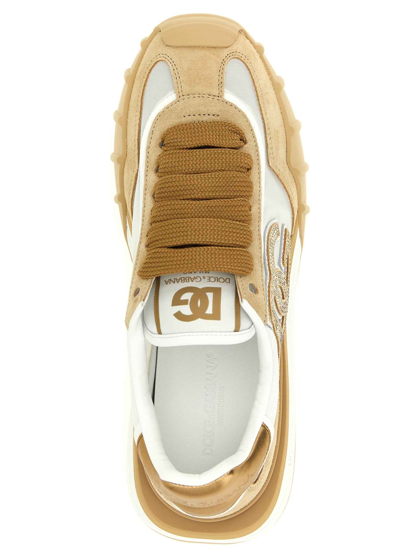 Dolce & Gabbana Beige Calfskin Athletic Sneakers
