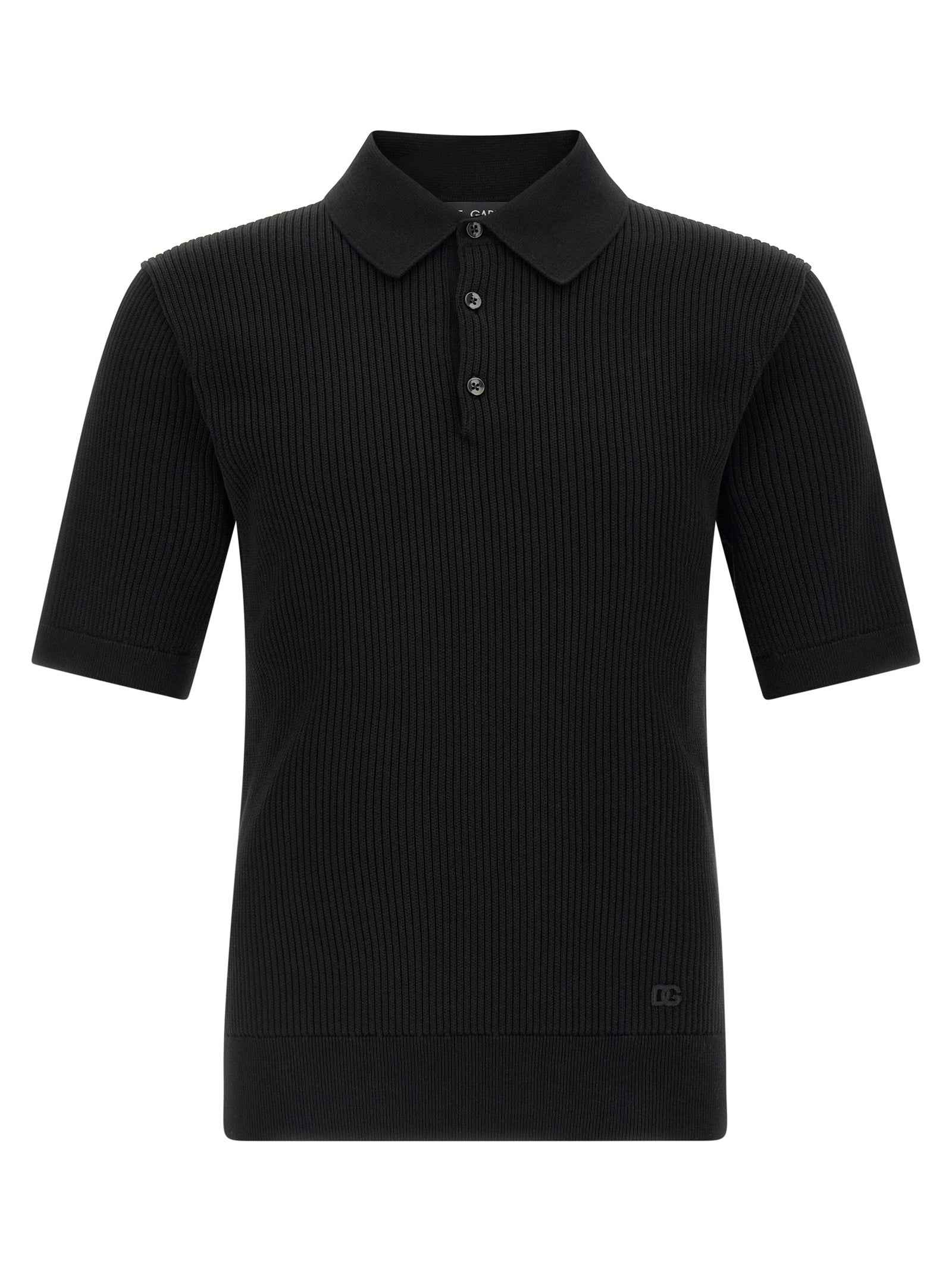 Dolce & Gabbana Black Cotton Polo Shirt