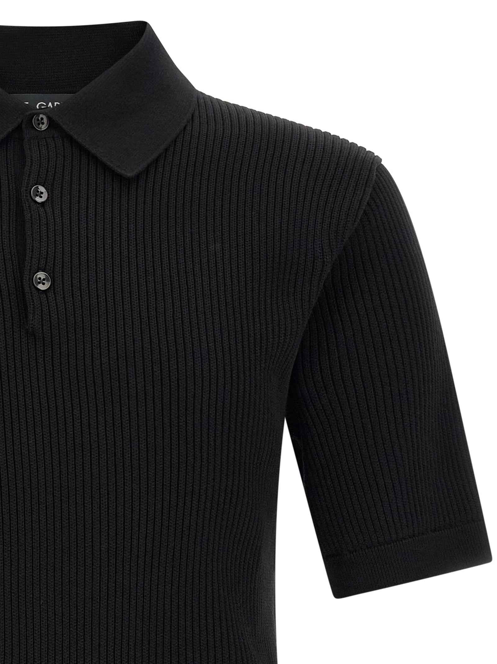 Dolce & Gabbana Black Cotton Polo Shirt
