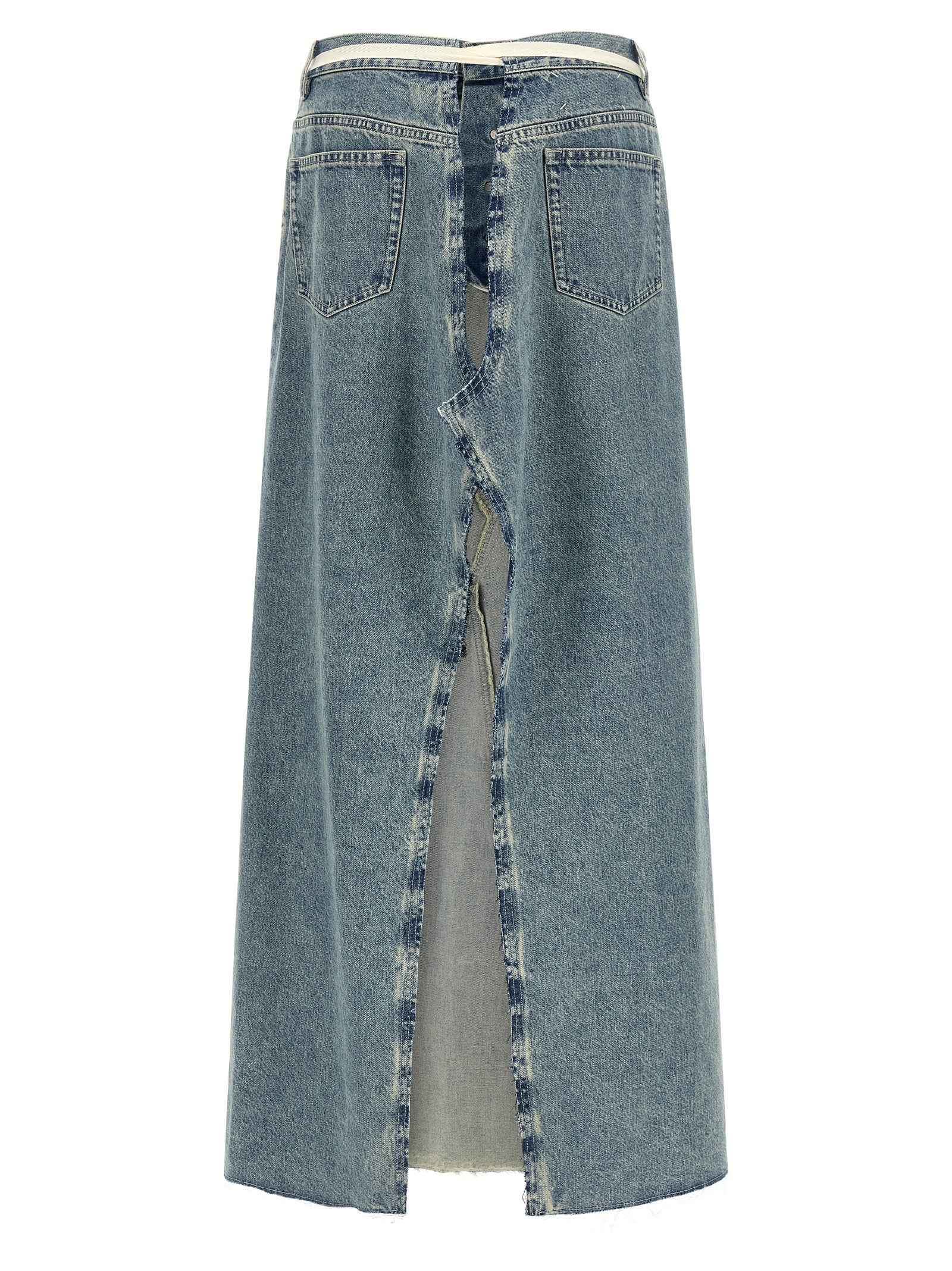 Maison Margiela Blue Cotton Mini Skirt