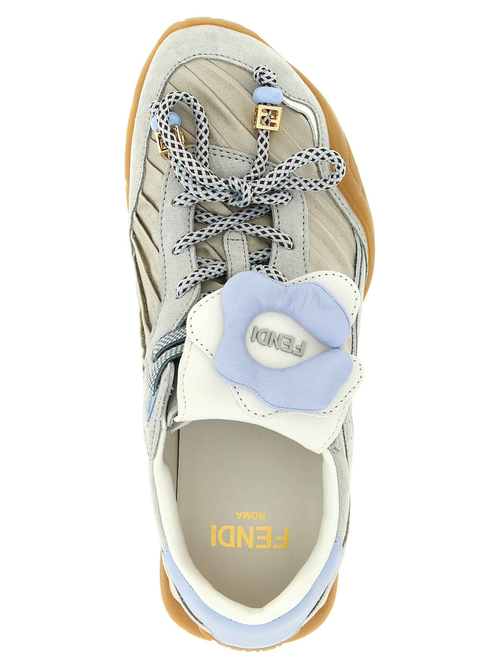Fendi Gray Calfskin Athletic Sneakers