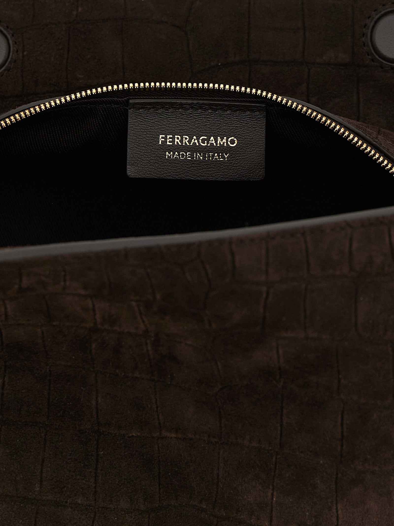 Ferragamo Brown Goatskin Shoulder Bag