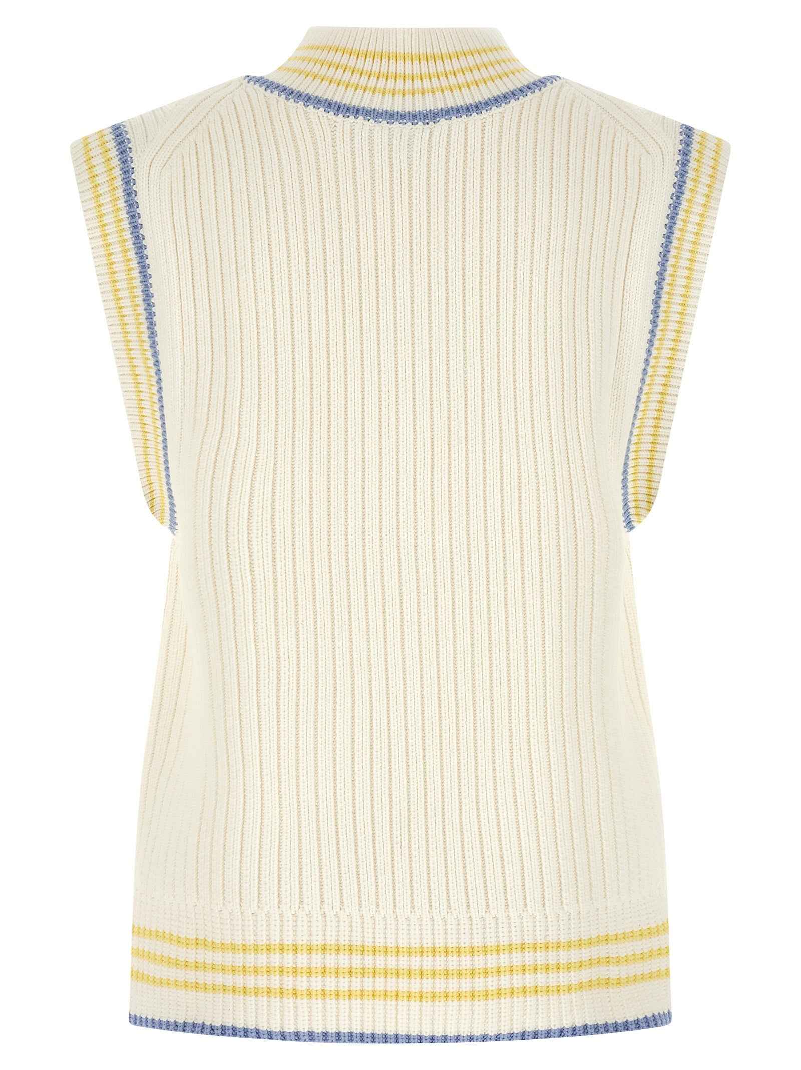 Lacoste White Cotton Sleeveles Sweater