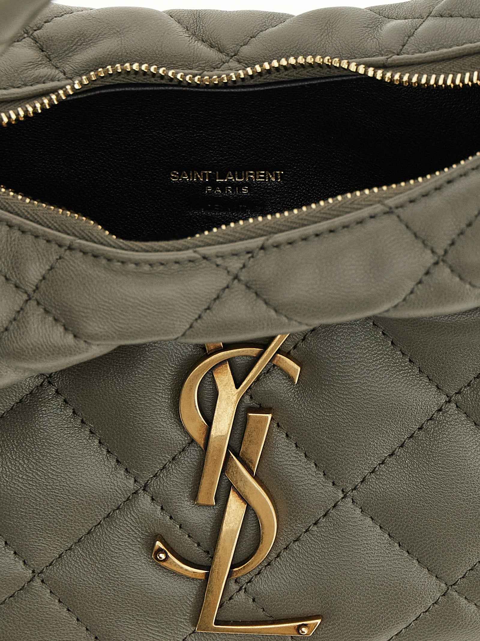 Saint Laurent Gray Lamb Leather Handbag