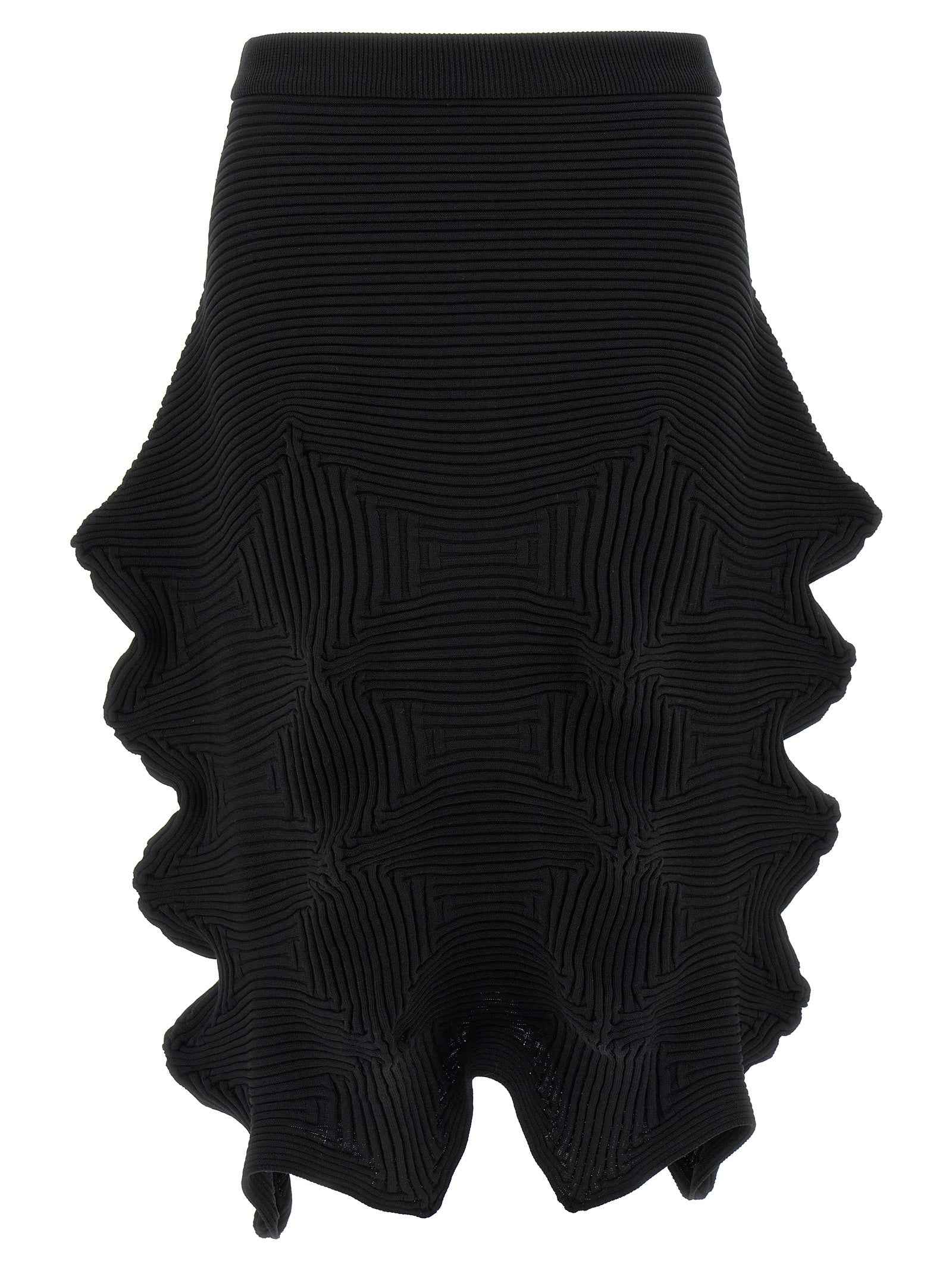 Issey Miyake Black Polyester Midi Skirt