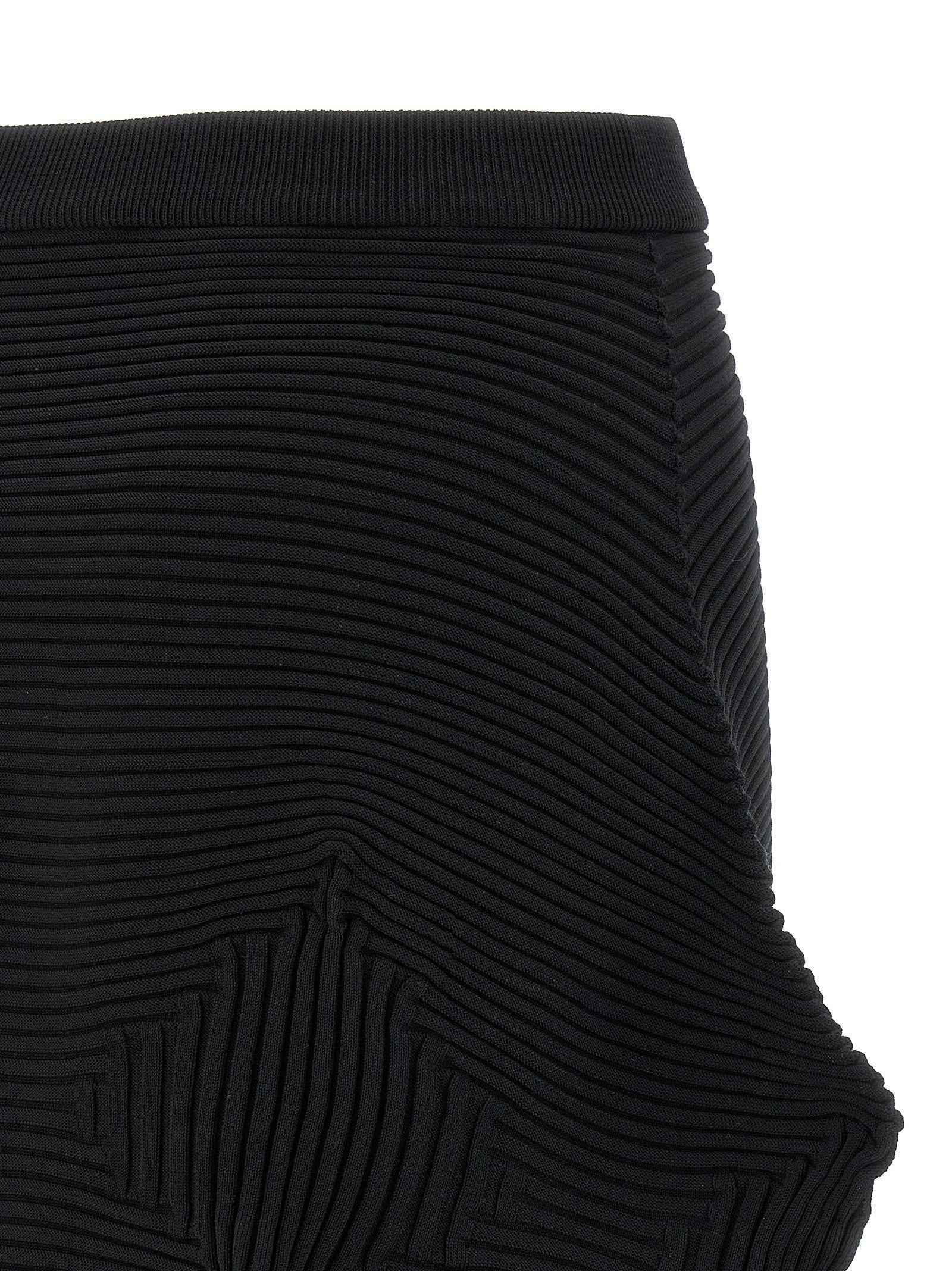 Issey Miyake Black Polyester Midi Skirt
