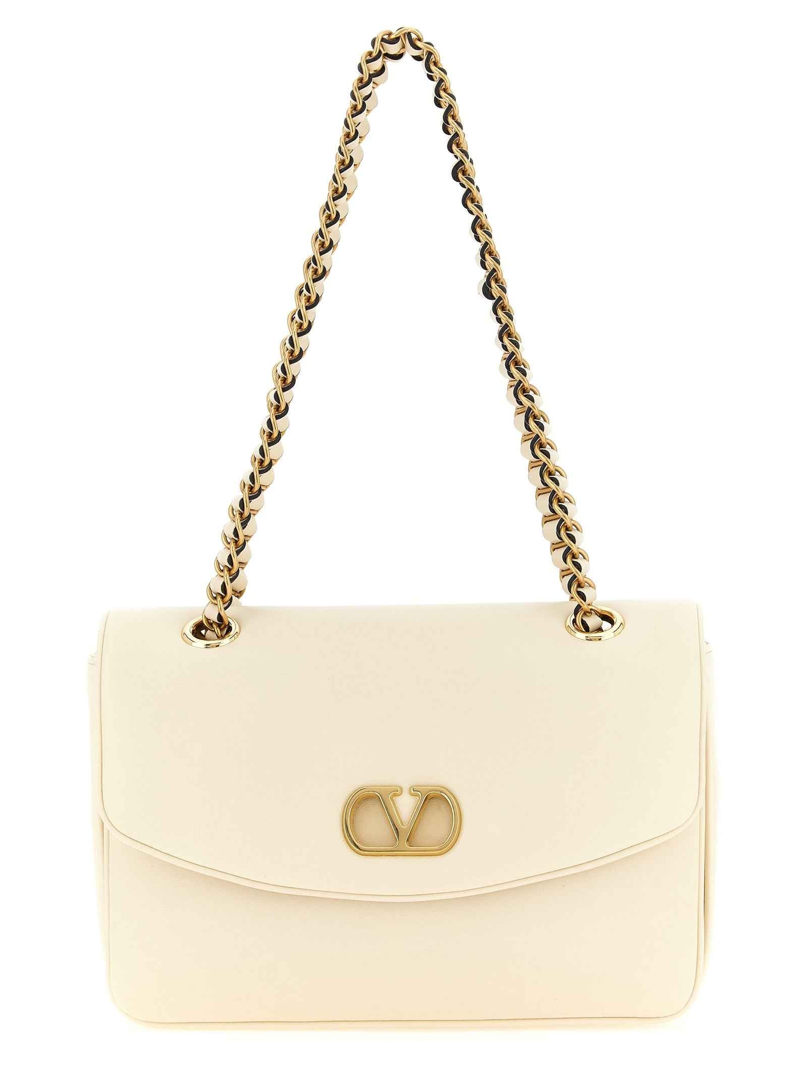 Valentino Garavani White Lamb Leather Shoulder Bag