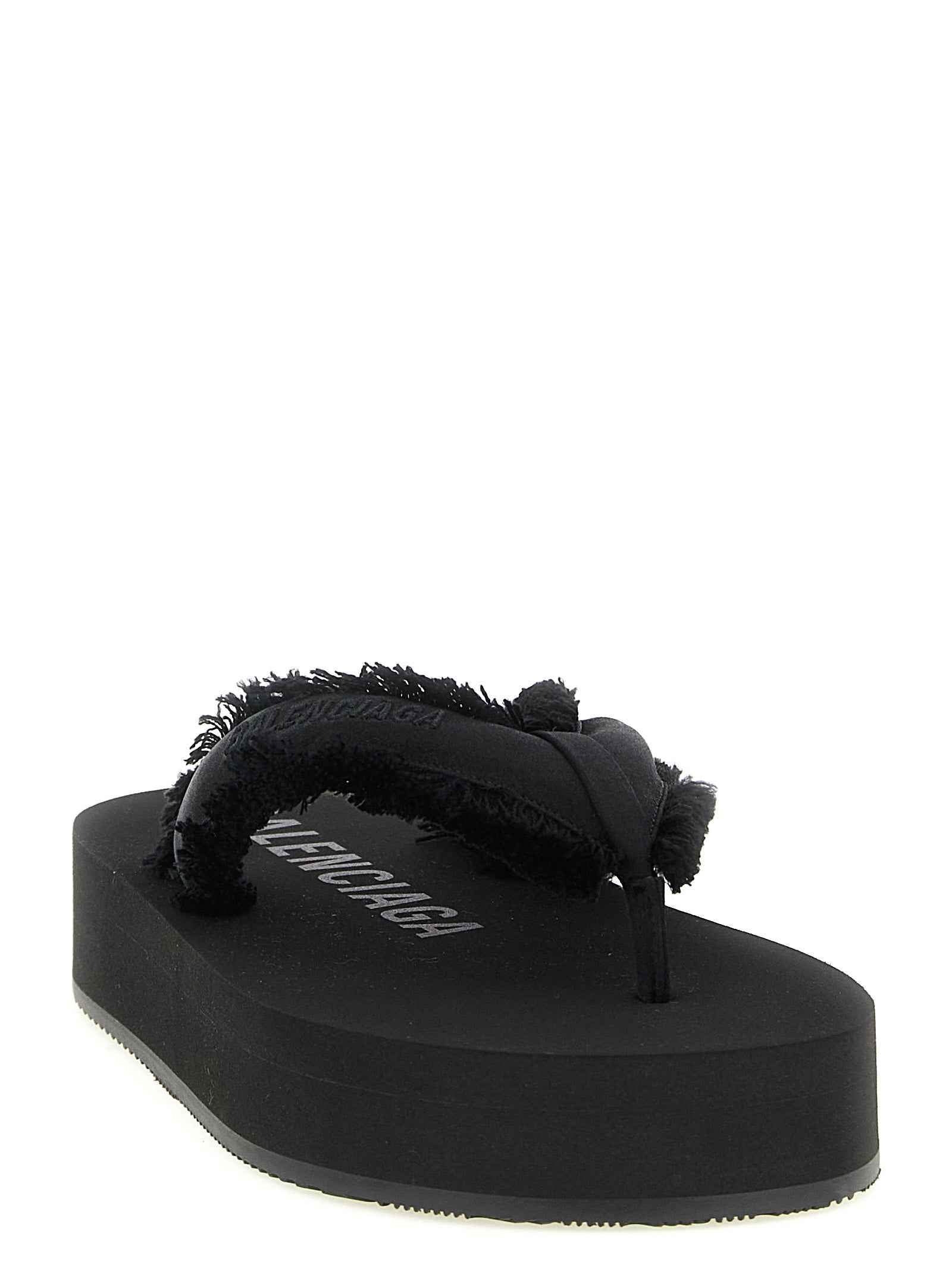 Balenciaga Black Viscose Slides
