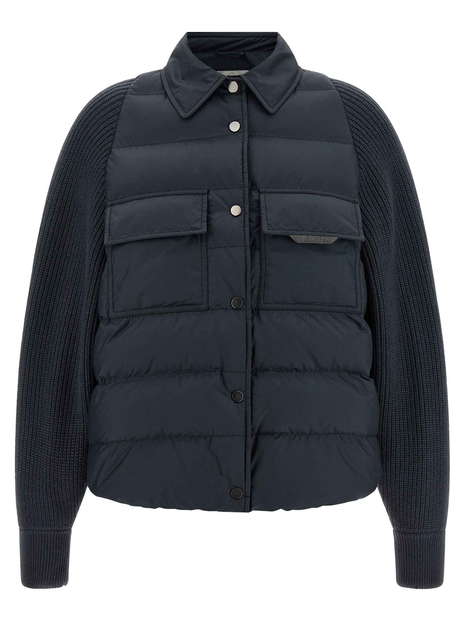Brunello Cucinelli Blue Polyester Full-Length Jacket