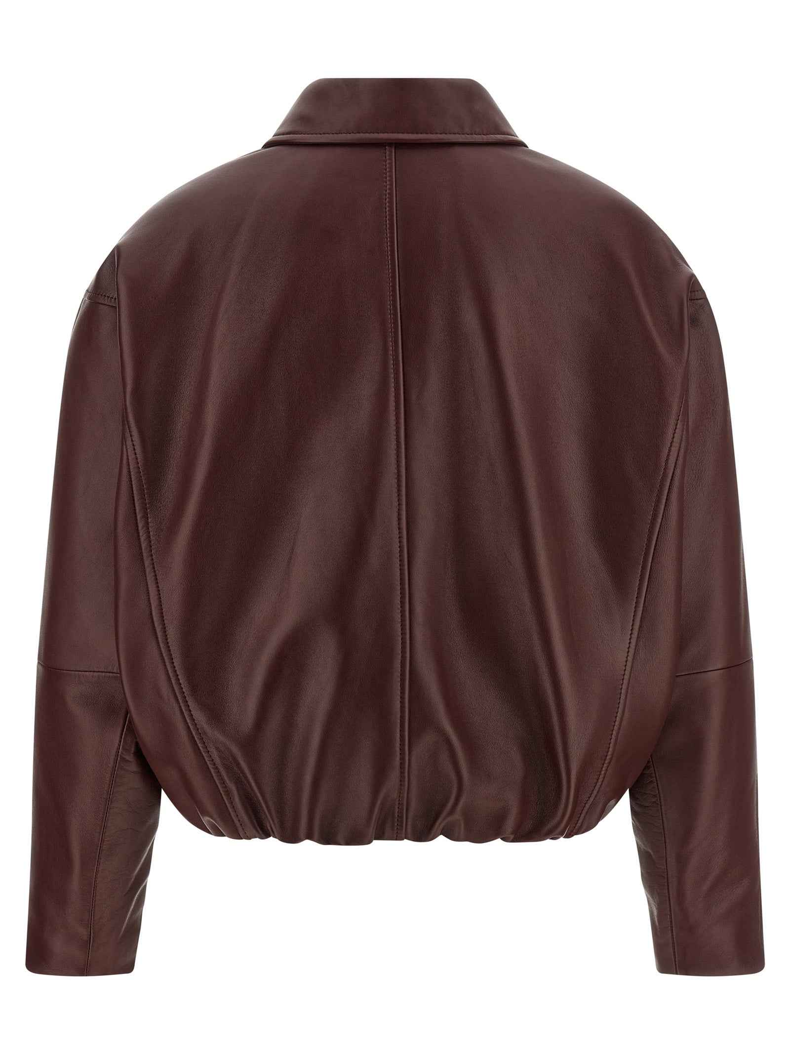 Brunello Cucinelli Bordeaux Calfskin Leather Jacket
