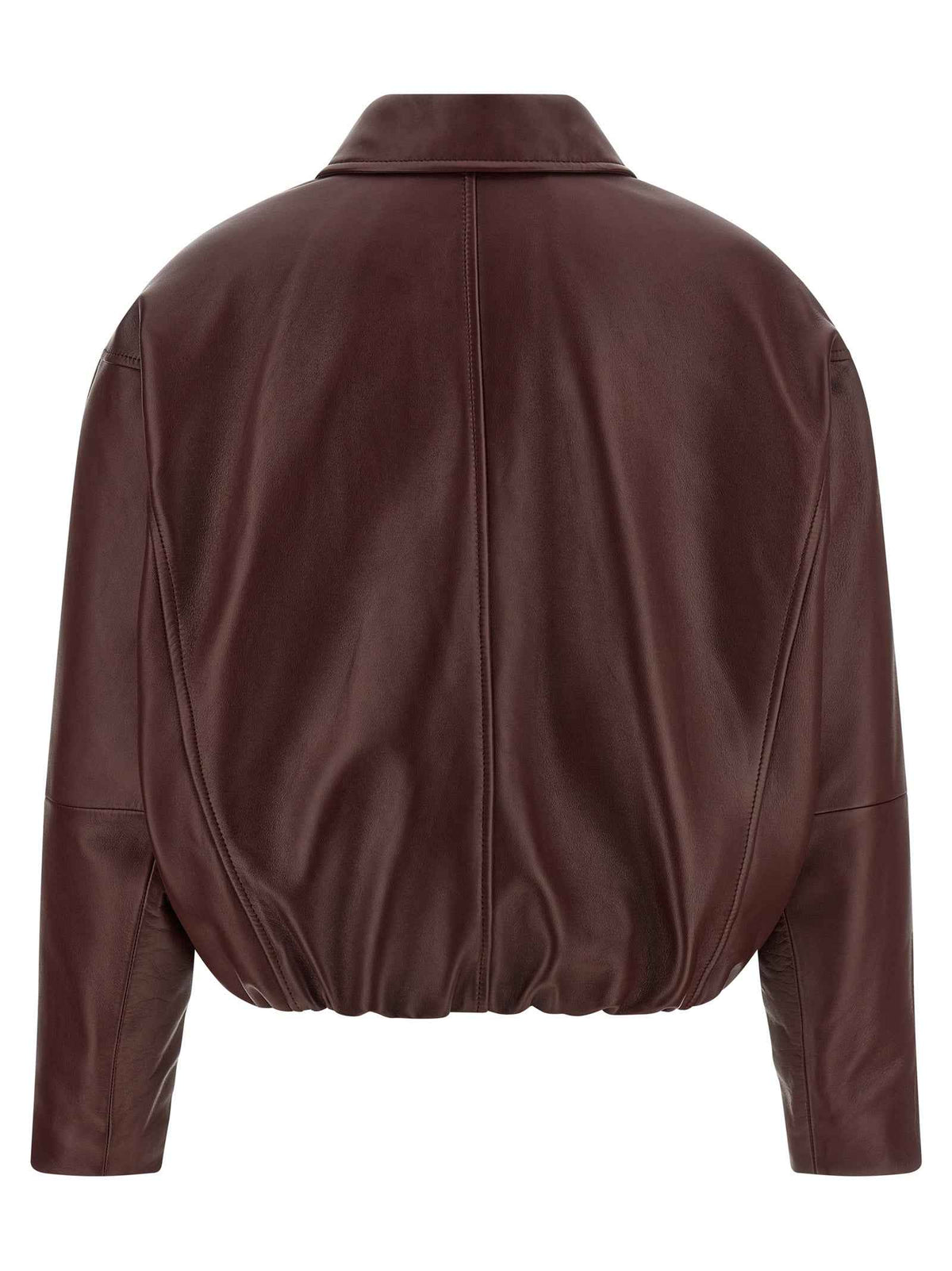 Brunello Cucinelli Bordeaux Calfskin Leather Jacket