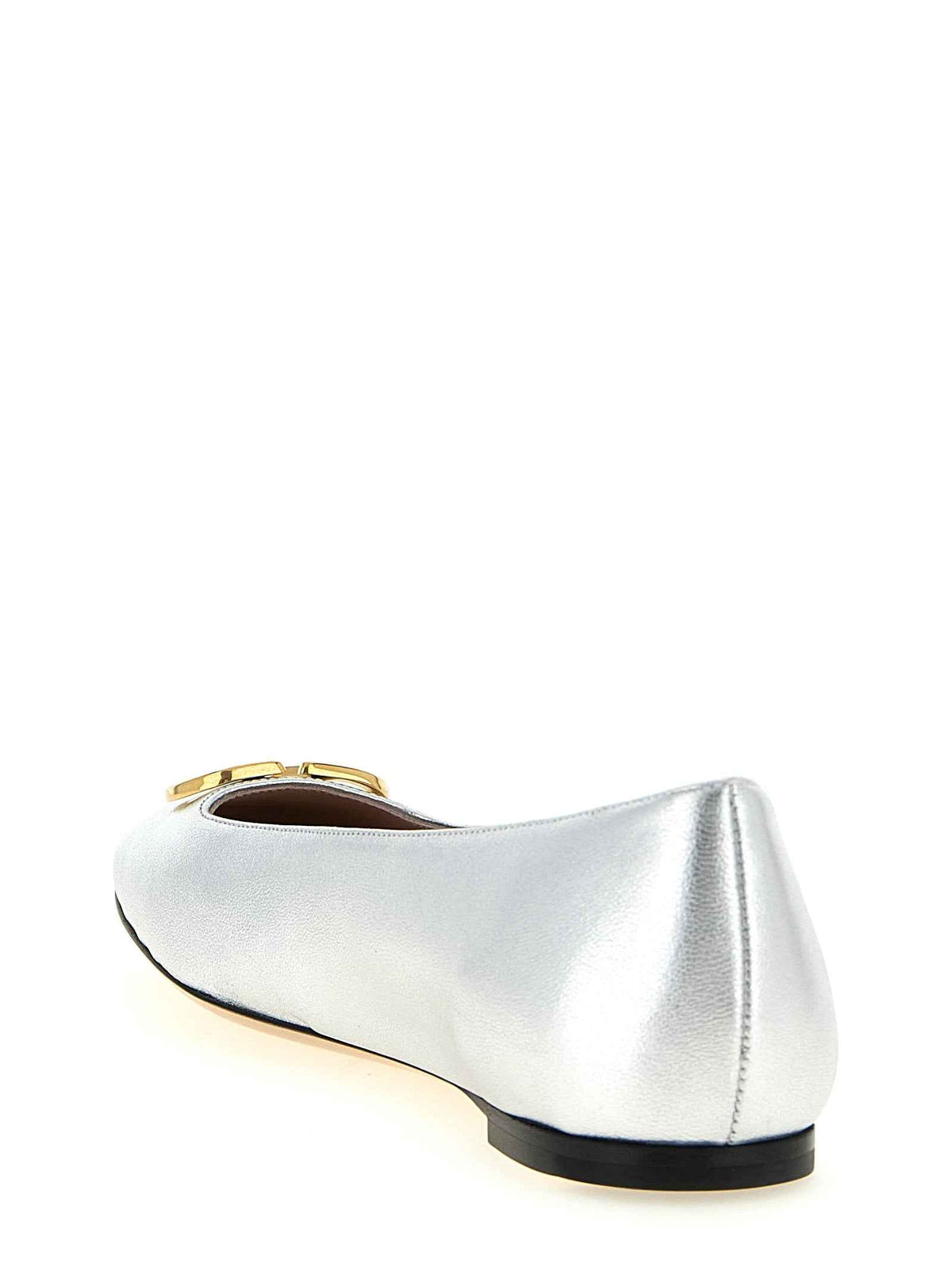 Valentino Garavani Silver Lamb Leather Ballet Flats