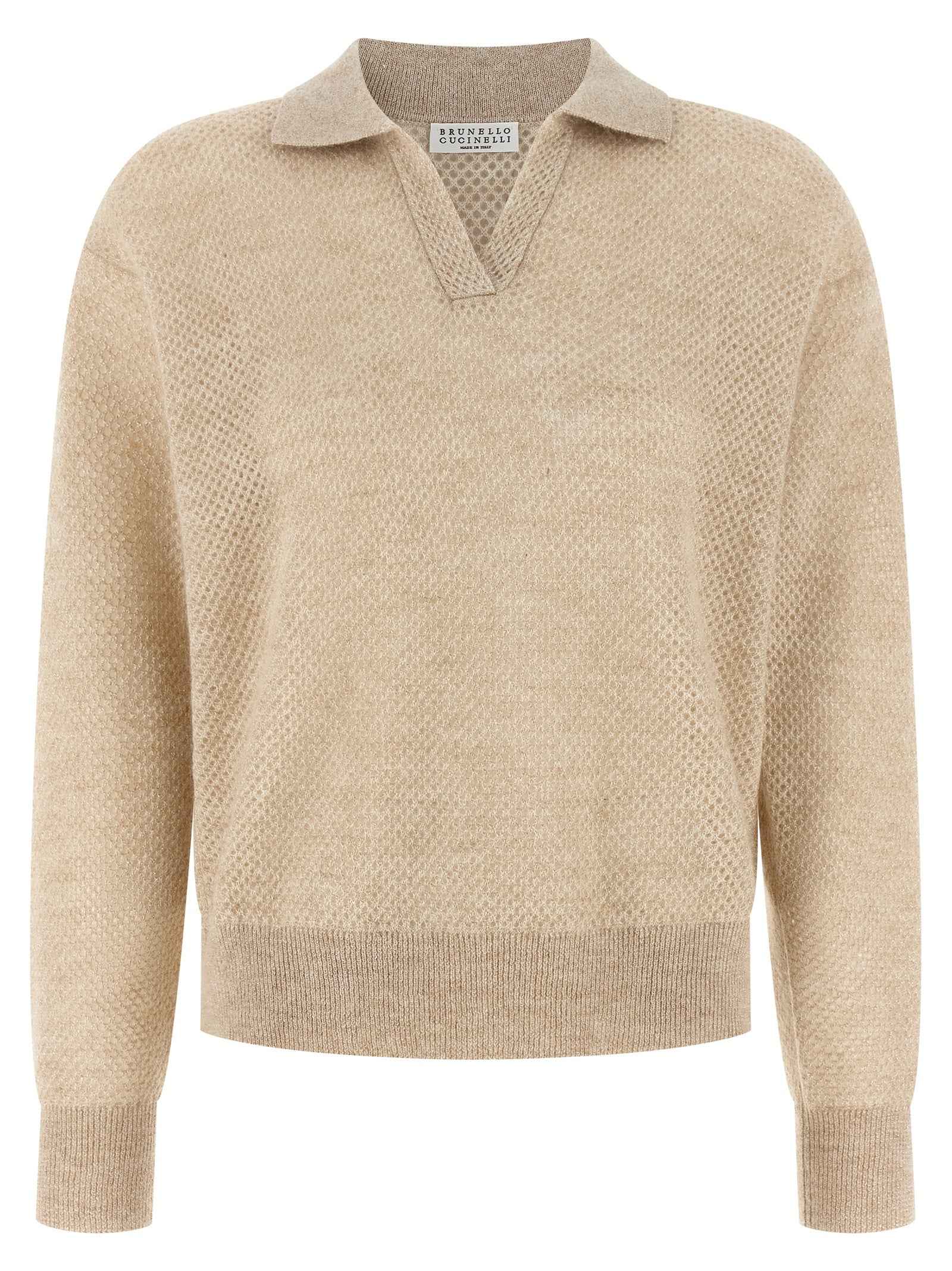 Brunello Cucinelli Gold Wool Polo Shirt