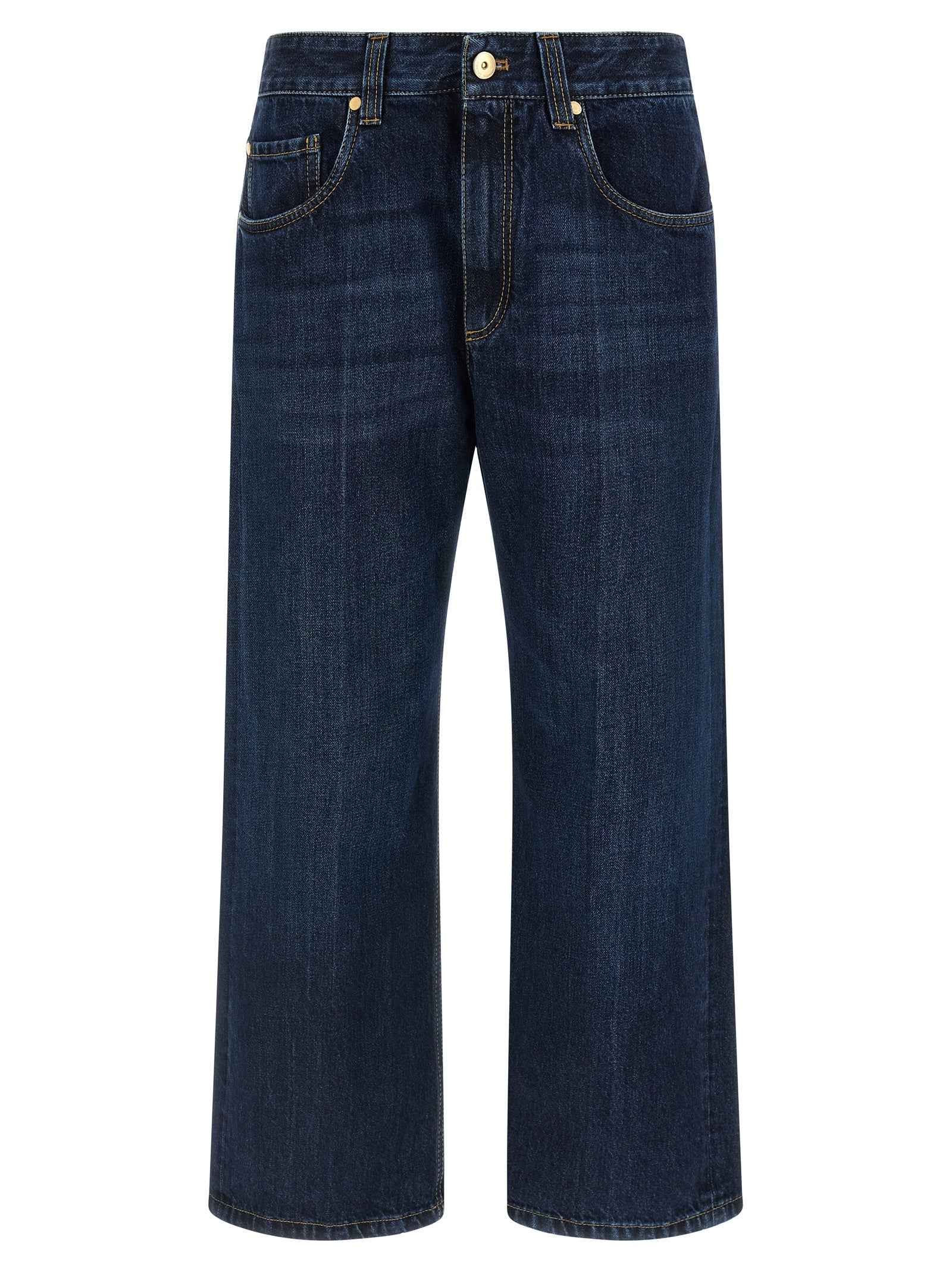 Brunello Cucinelli Blue Cotton Cropped Jeans