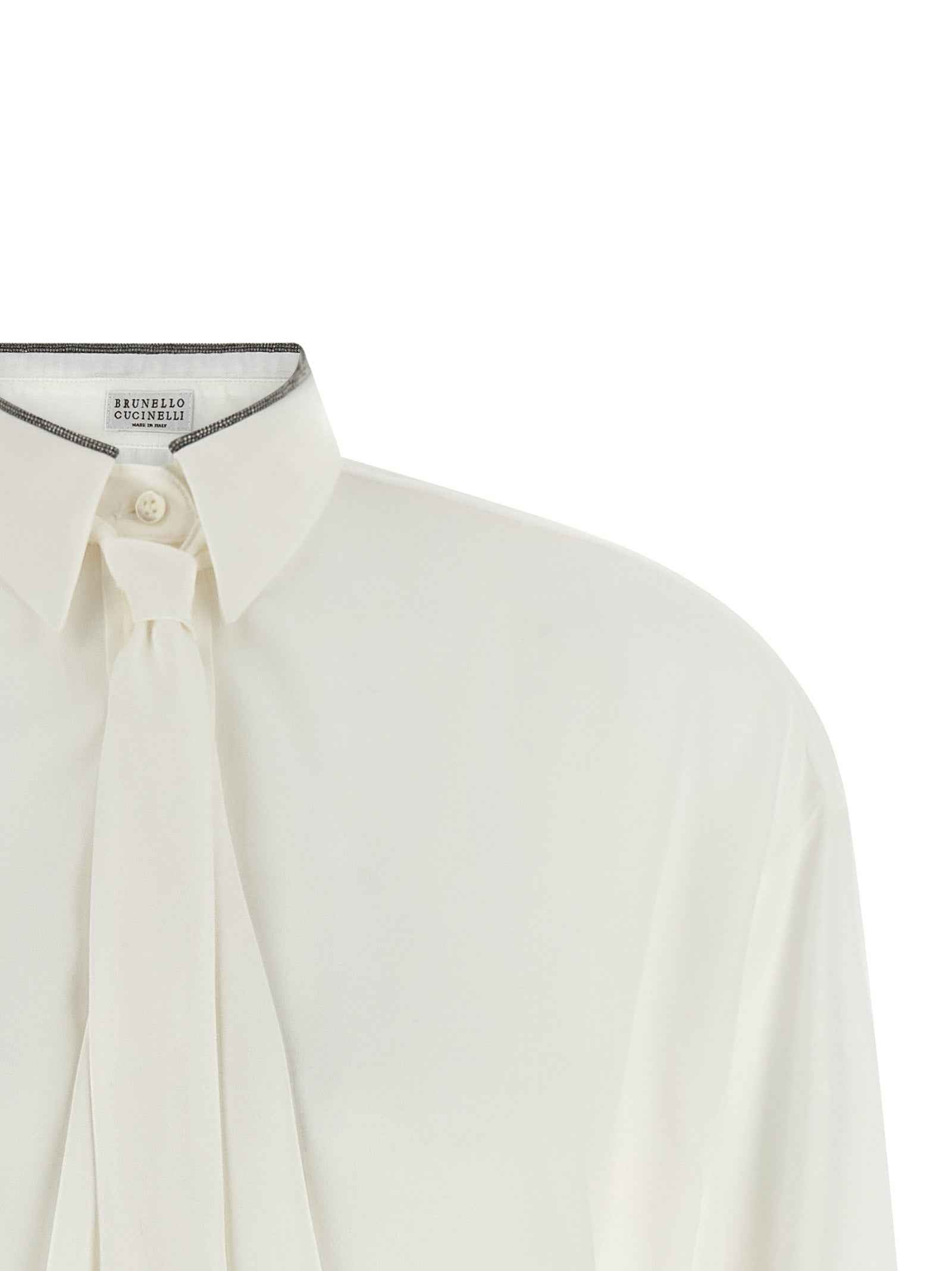 Brunello Cucinelli White Silk Blouse